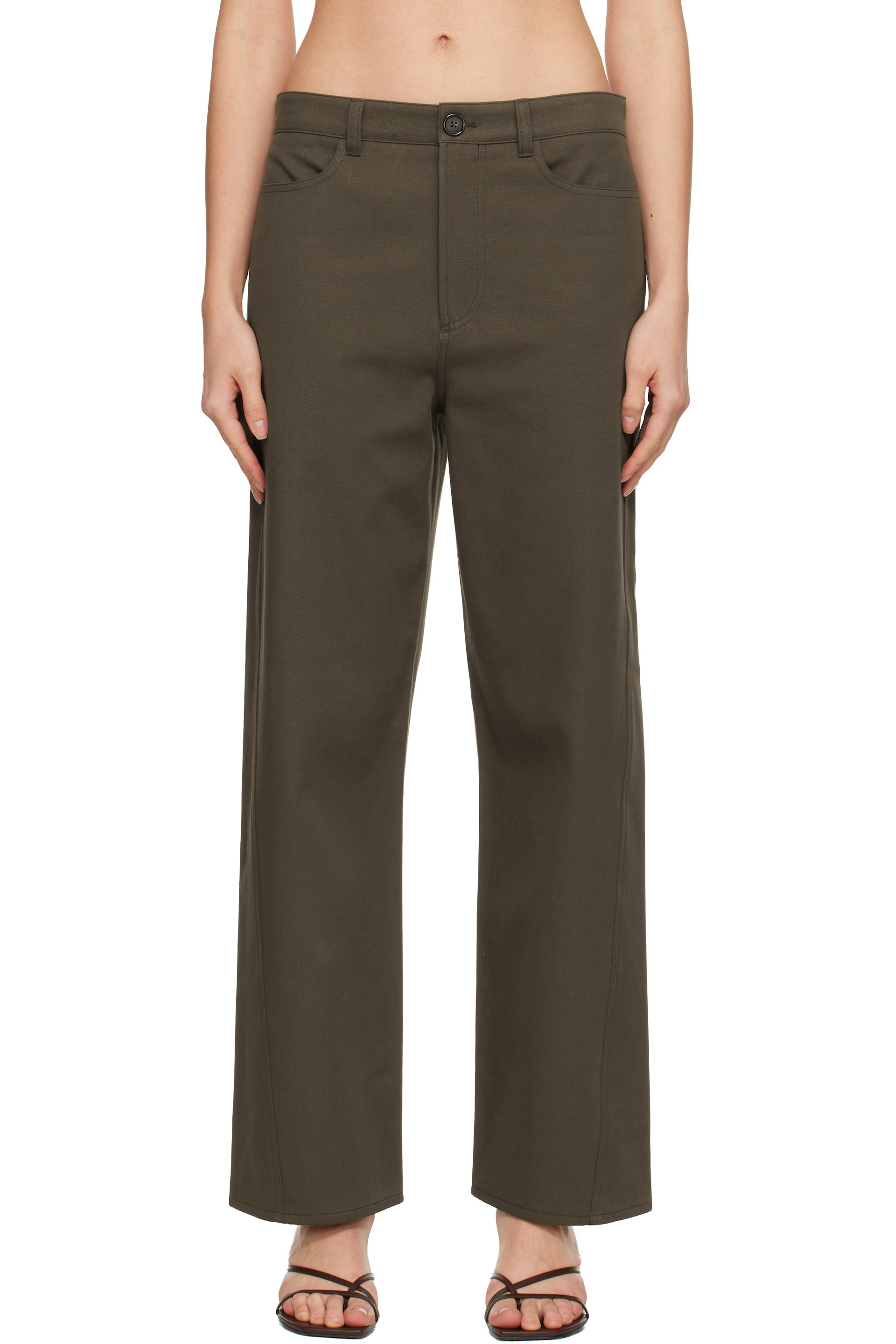 TOTEME - Pantalon décontracté brun à coutures torsadées