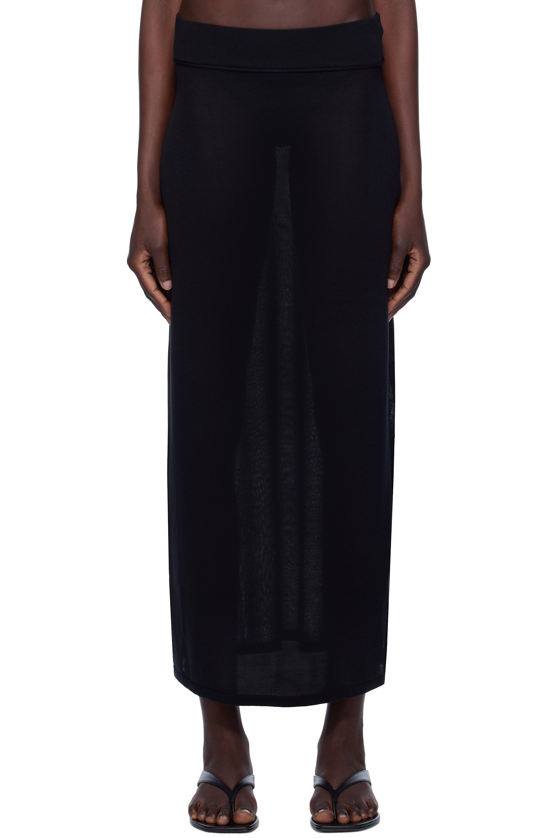 TOTEME - Jupe longue noire en tricot