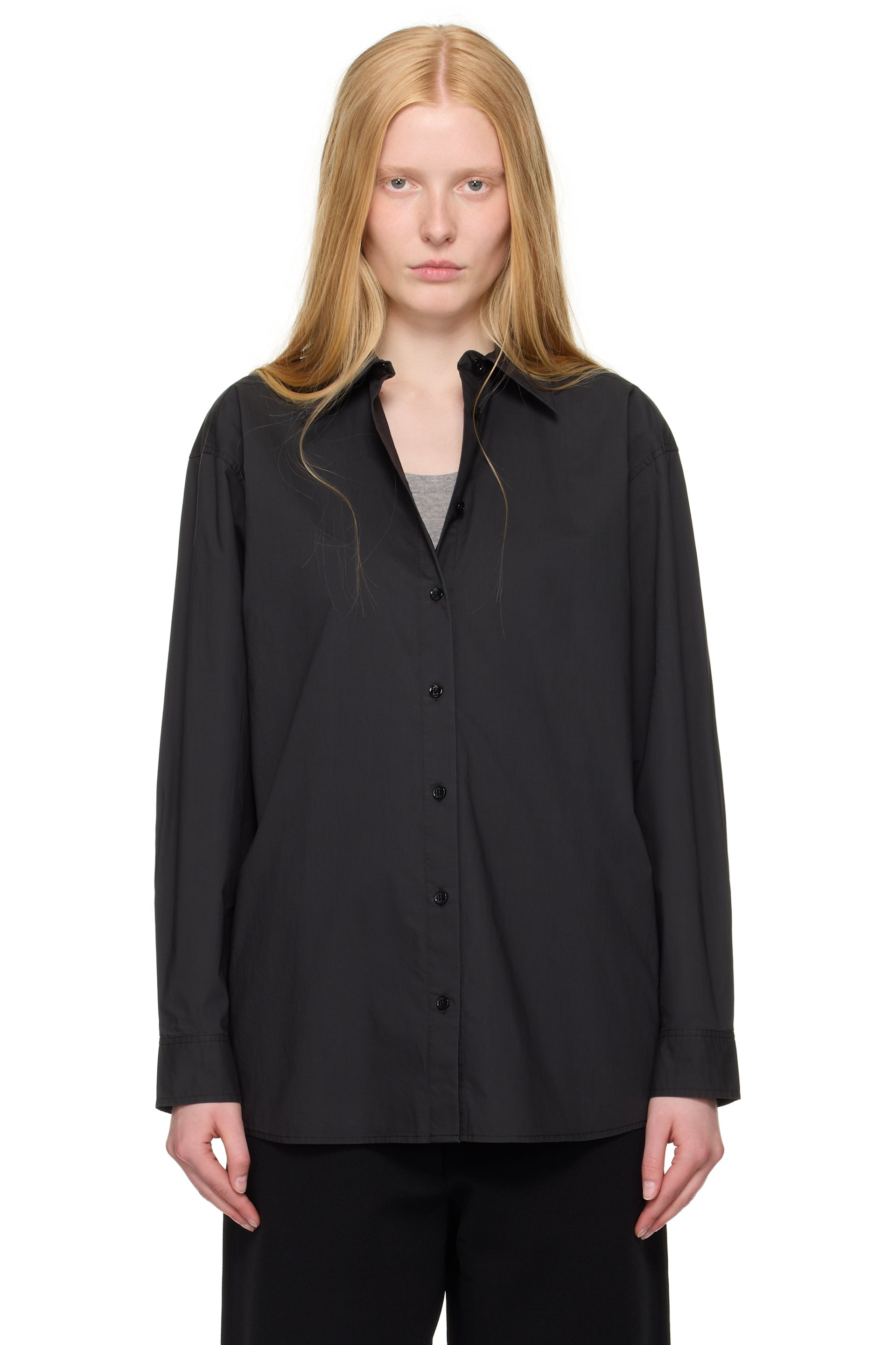 TOTEME - Chemise noire en coton foulonné