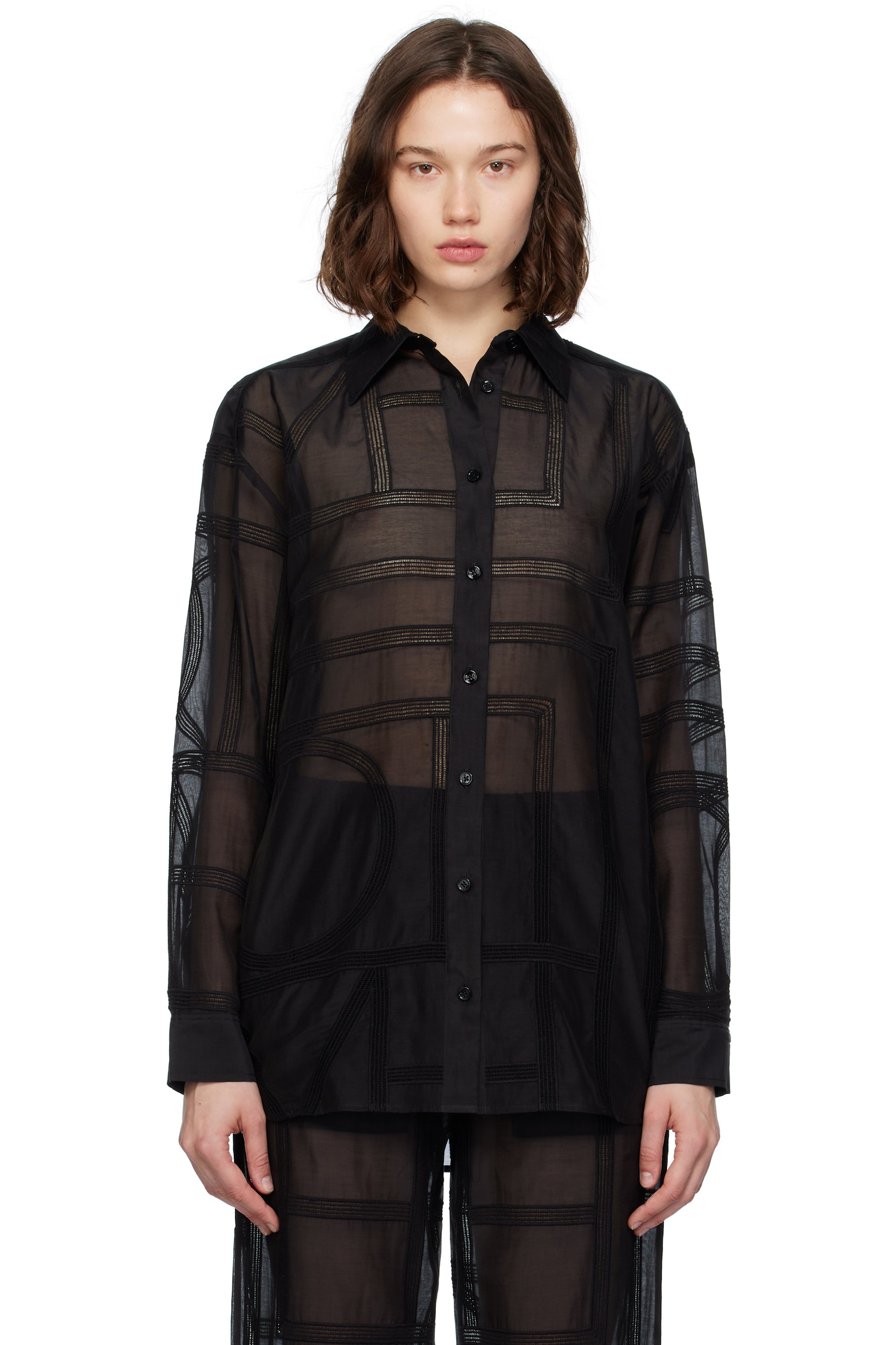 TOTEME - Chemise noire à logos brodés