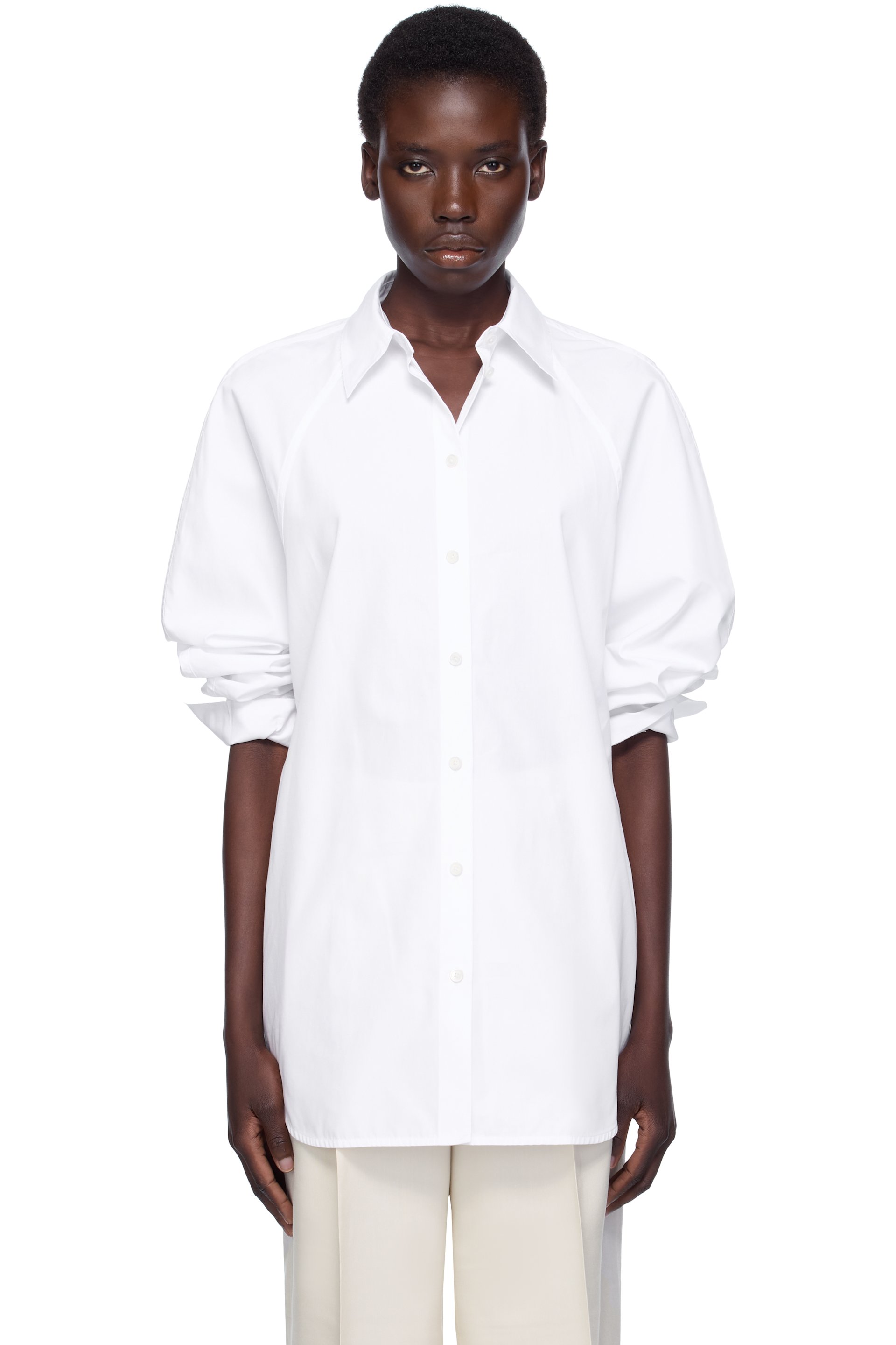 TOTEME - Chemise blanche à manches raglan et à bords bruts