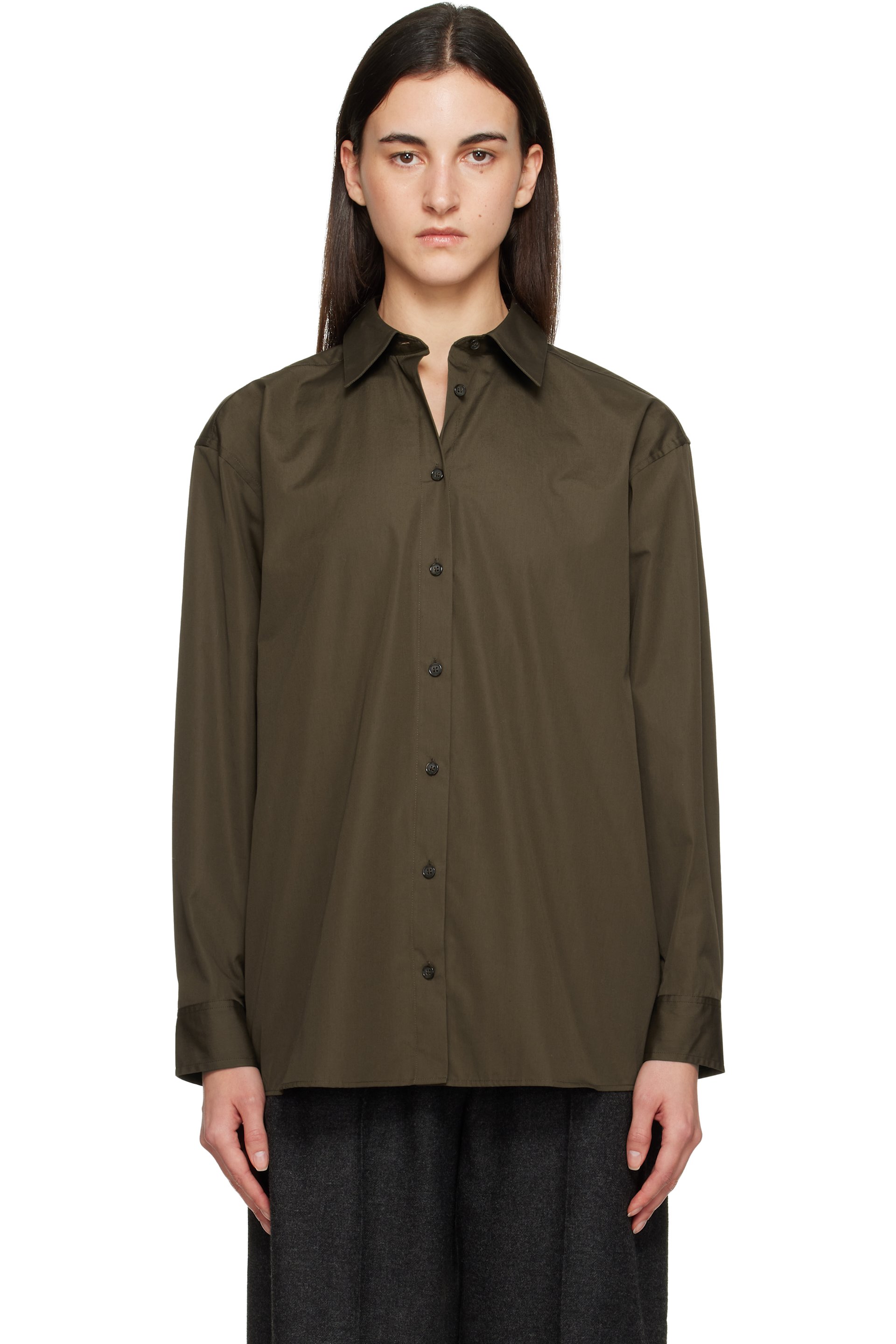 TOTEME - Chemise classique brune en popeline