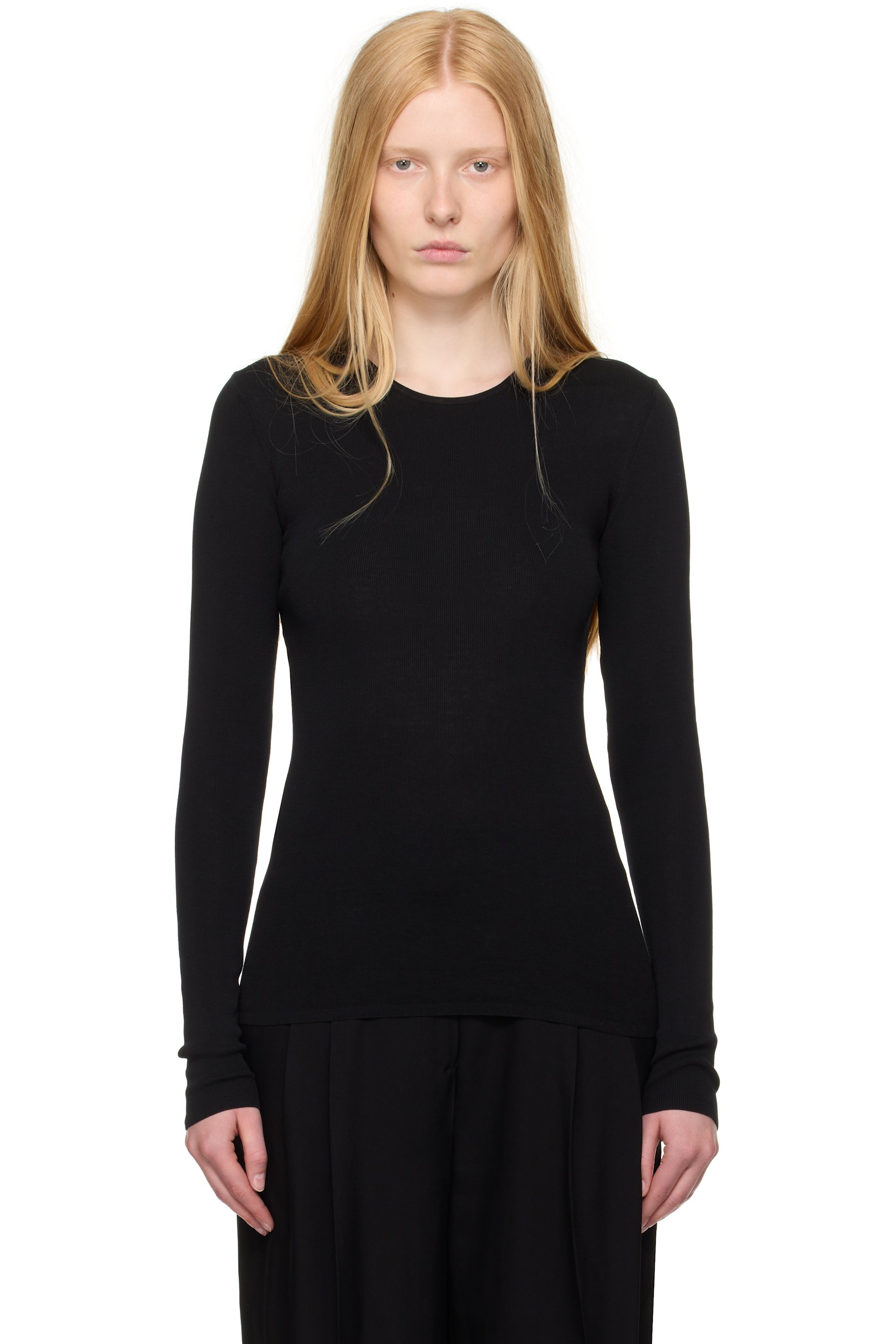TOTEME - T-shirt noir en coton compact