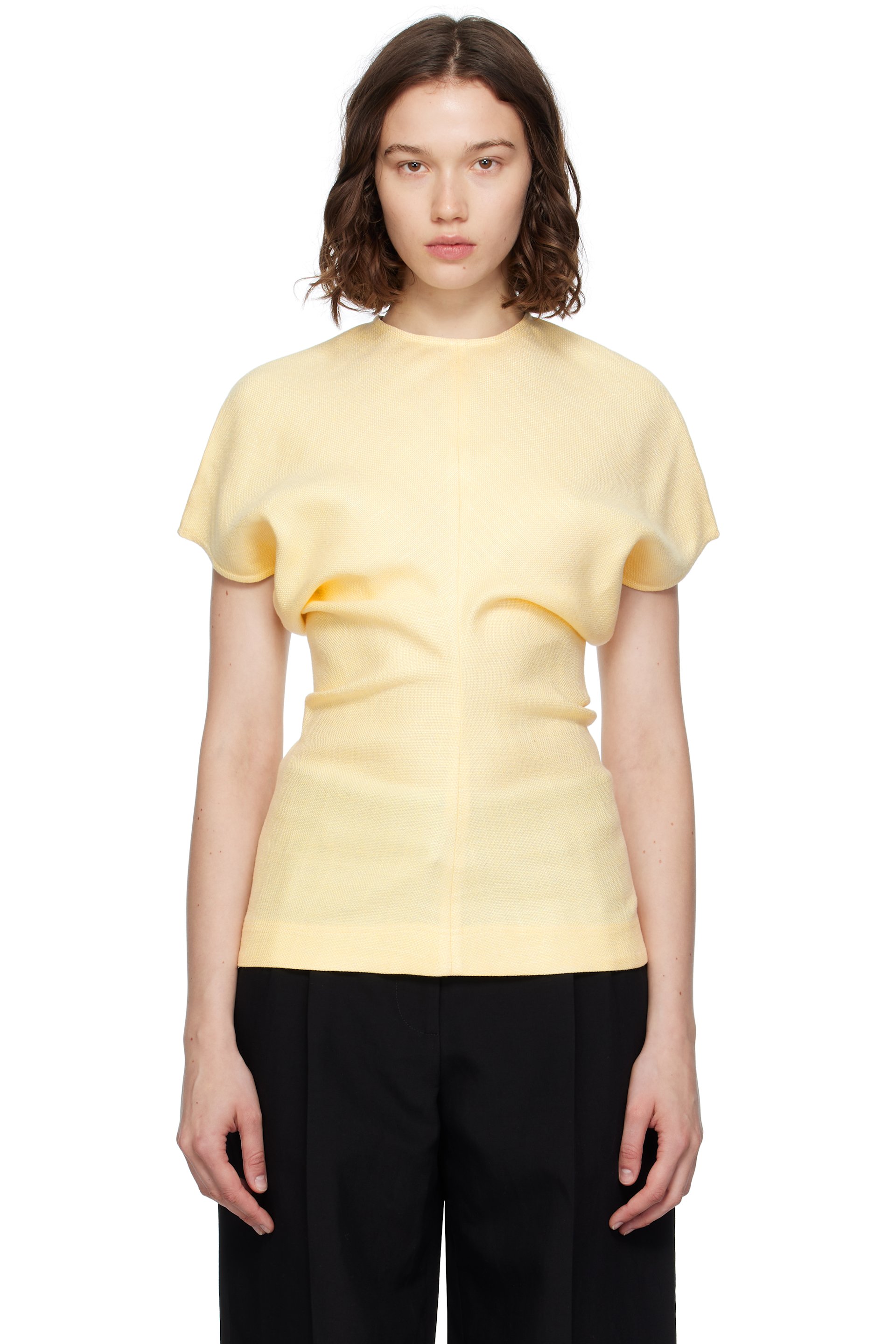 TOTEME - Haut beige en natté à taille drapée