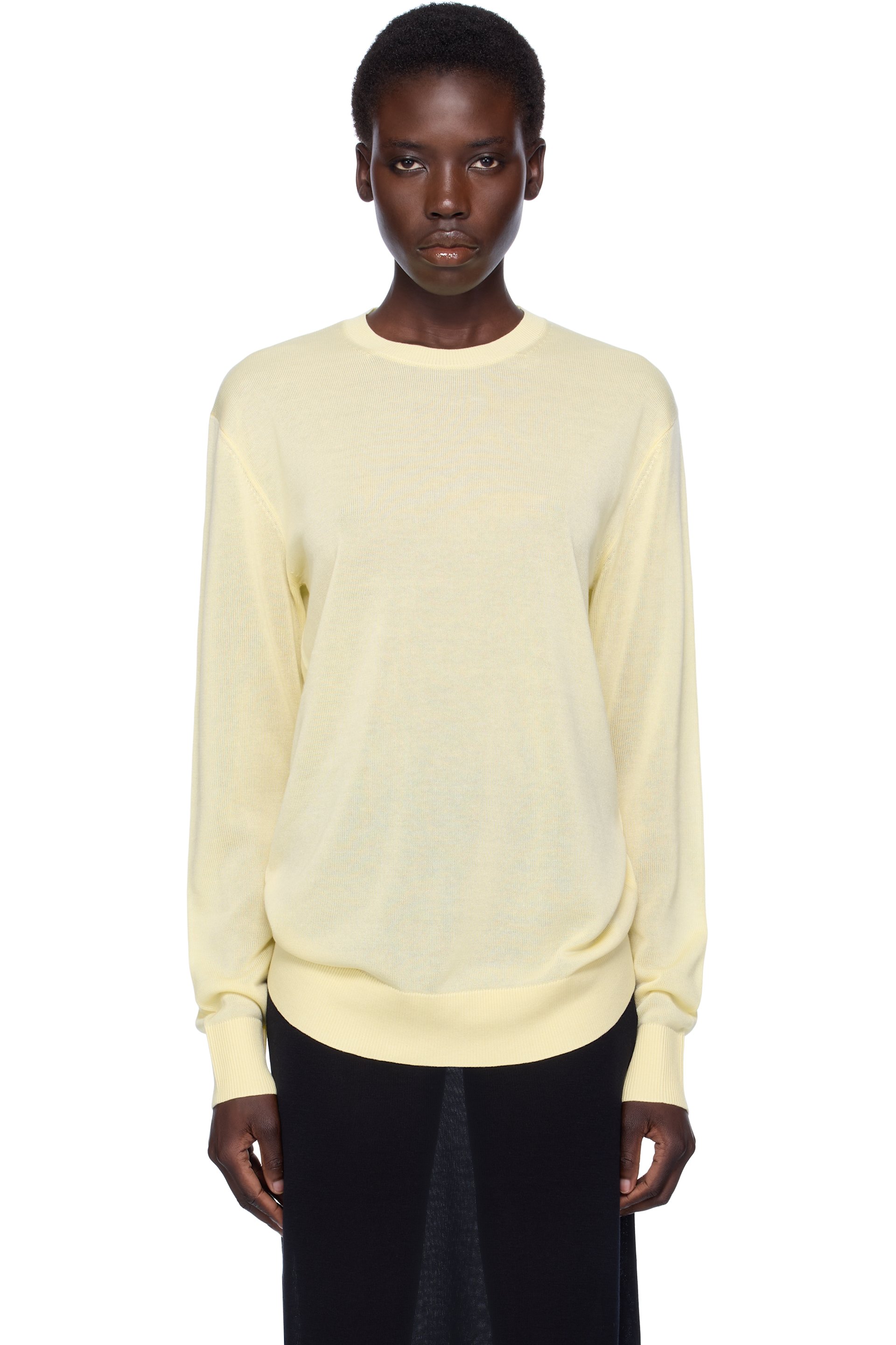 TOTEME - T-shirt à manches longues jaune en tricot