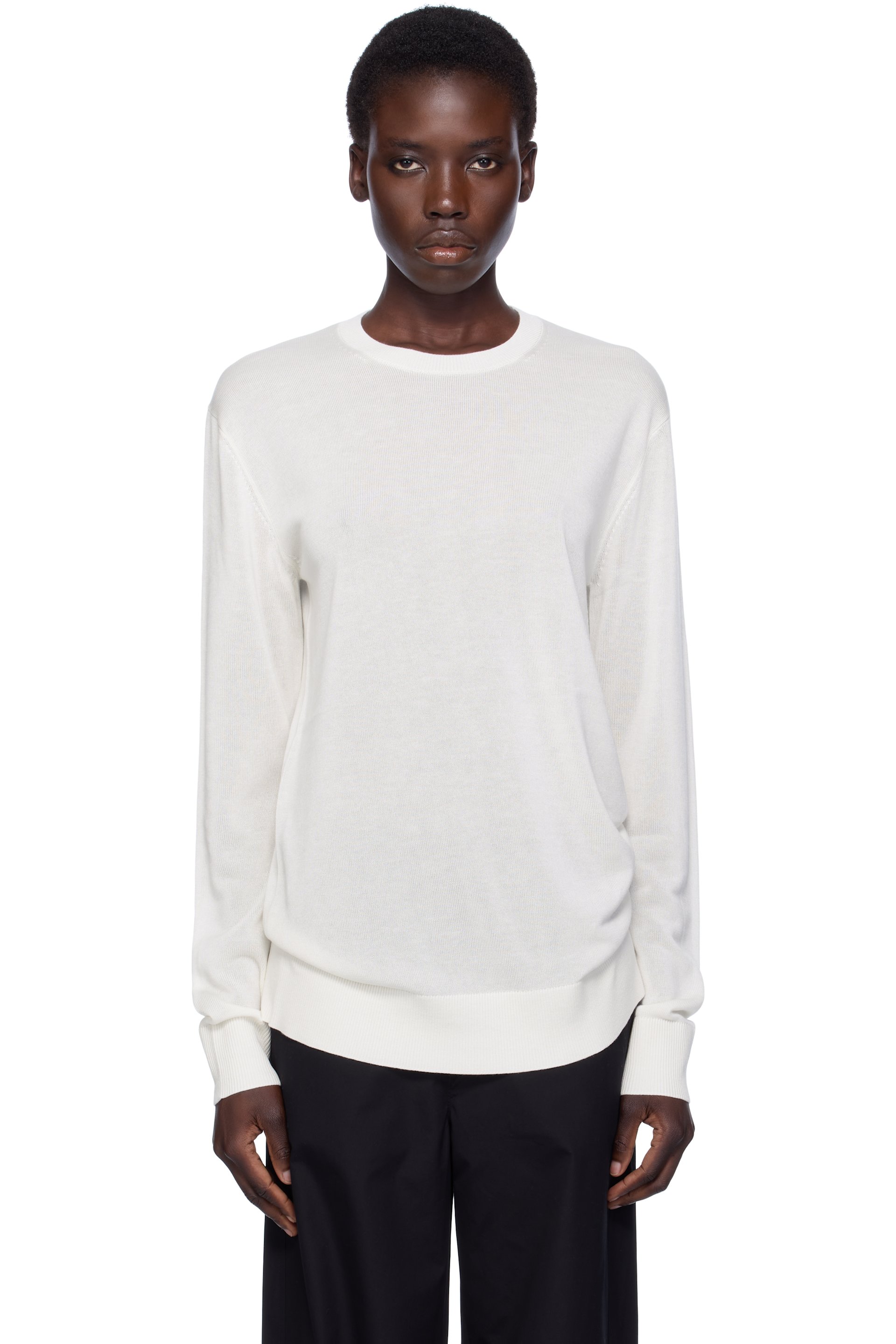 TOTEME - T-shirt à manches longues blanc en tricot