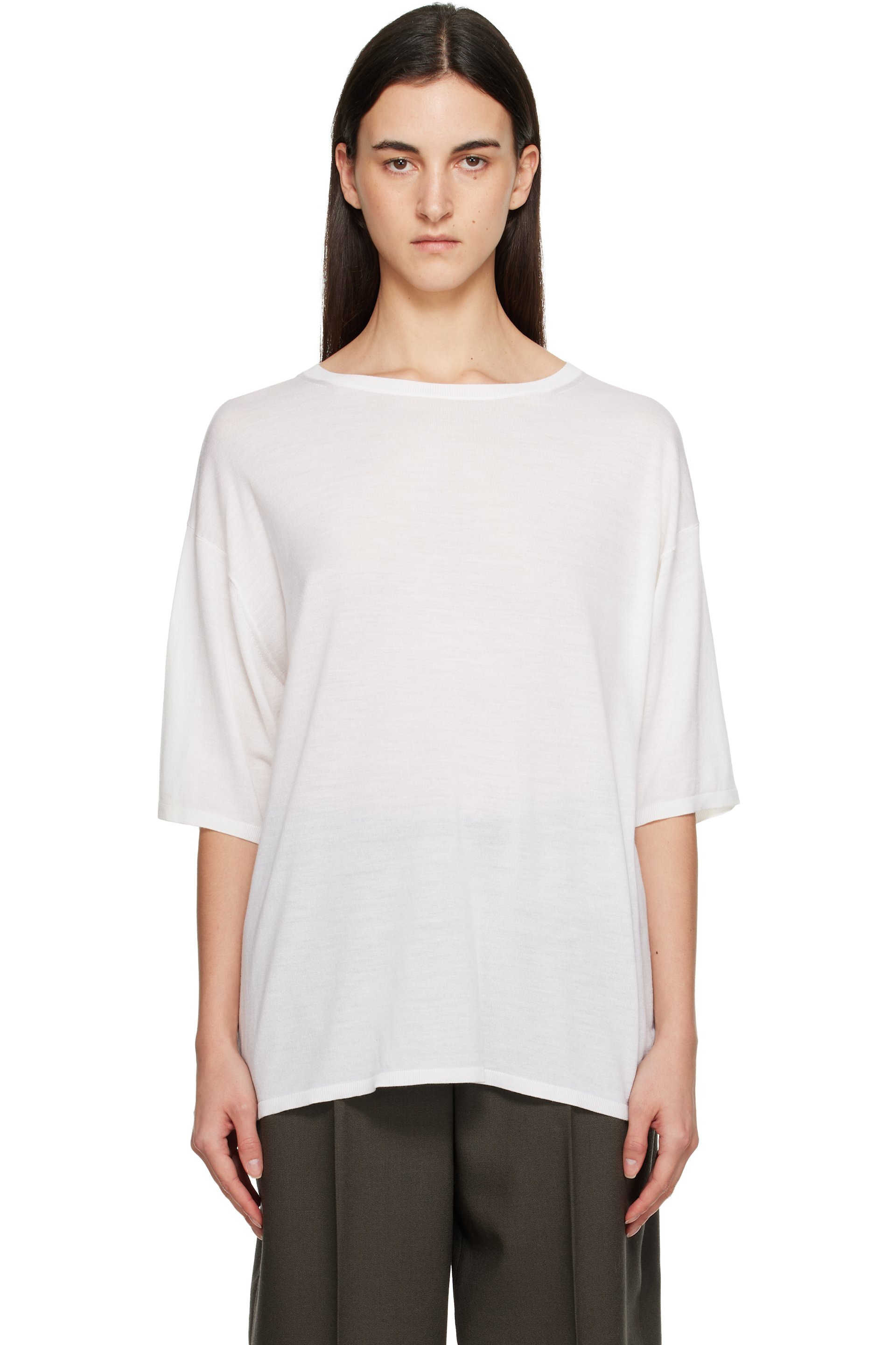 TOTEME - T-shirt long blanc en tricot