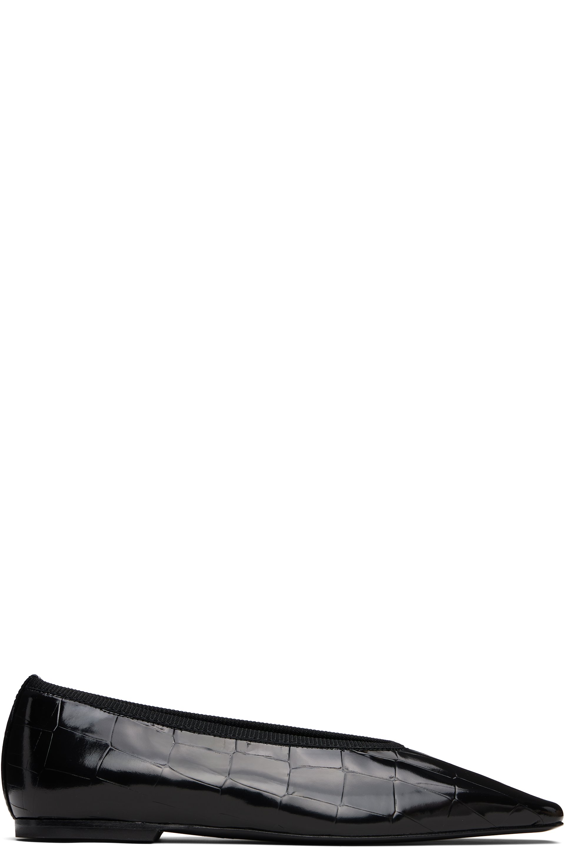 TOTEME - Ballerines Minimalist noires gaufrées façon croco
