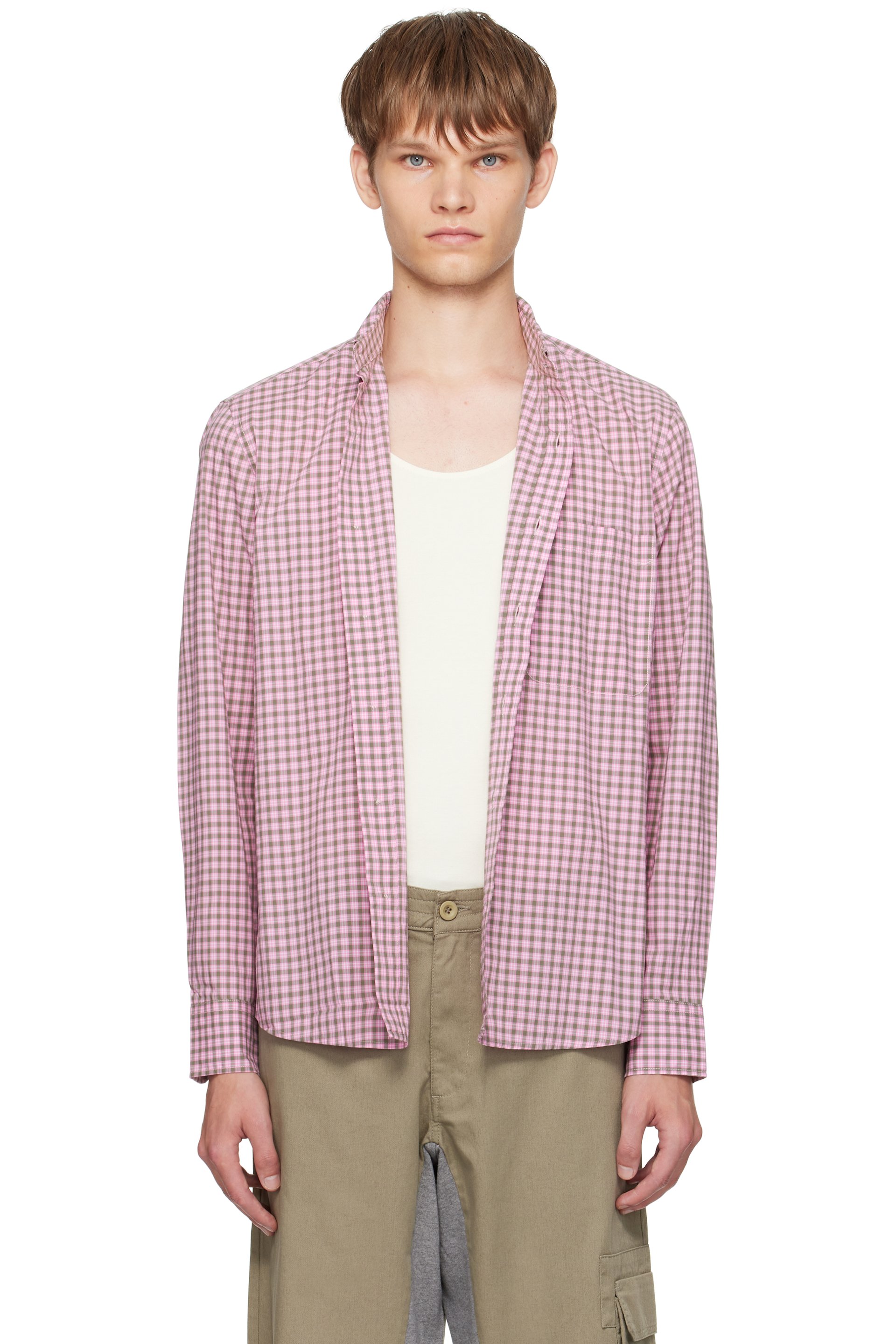 Gimaguas - Chemise à manches longues Jeremy rose et vert