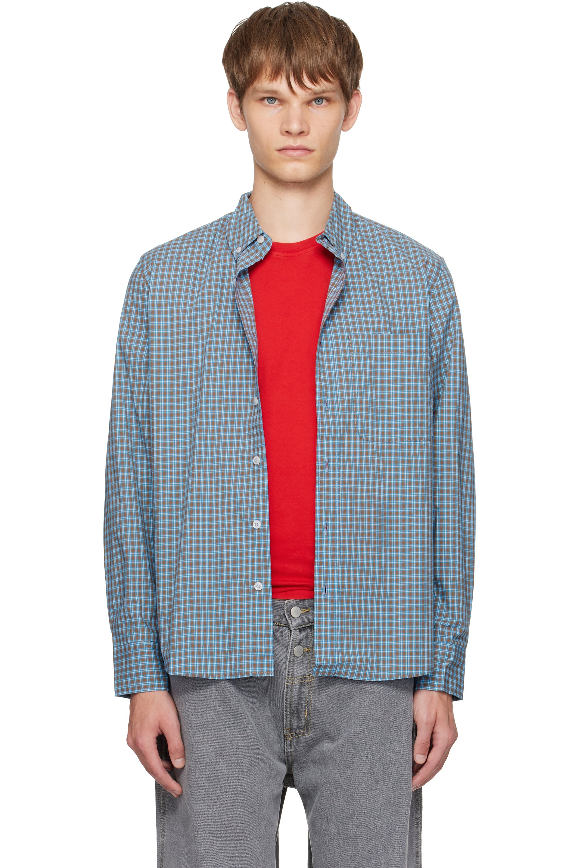 Gimaguas - Chemise à manches longues Jeremy bleu et brun