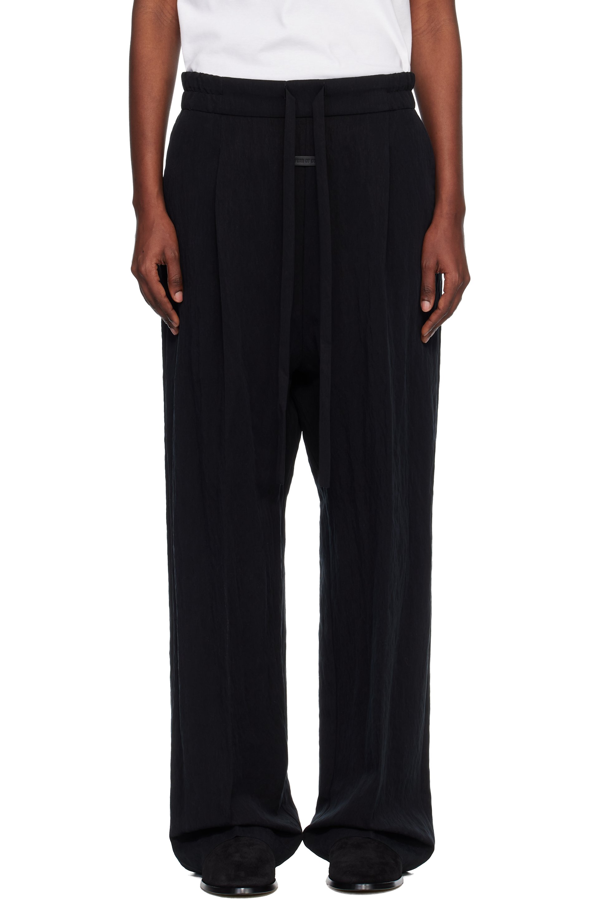 Fear of God - Pantalon droit noir en nylon TENCEL à cordon coulissant