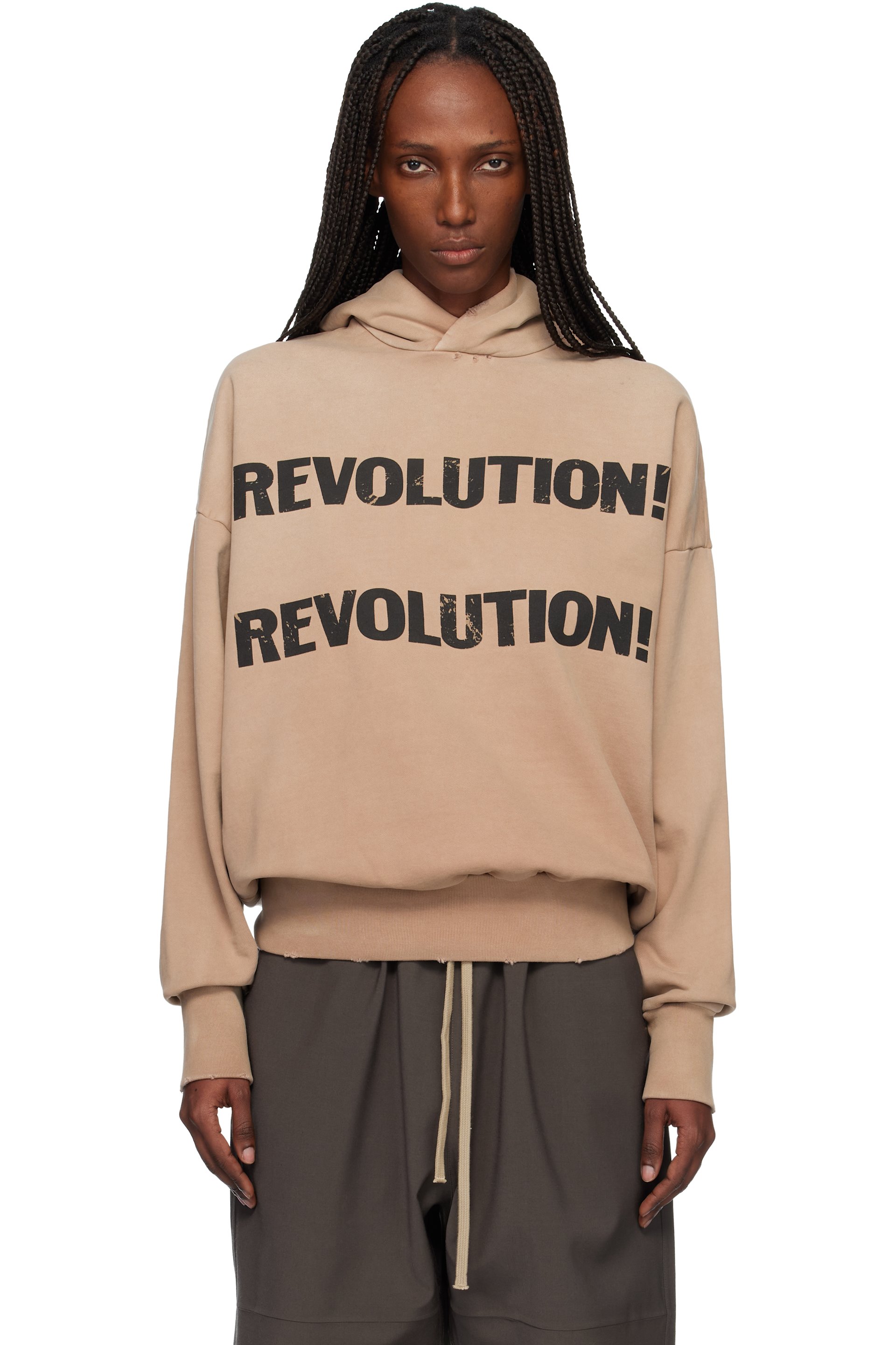 Fear of God - Pull à capuche épais 'Revolution' beige à manches longues