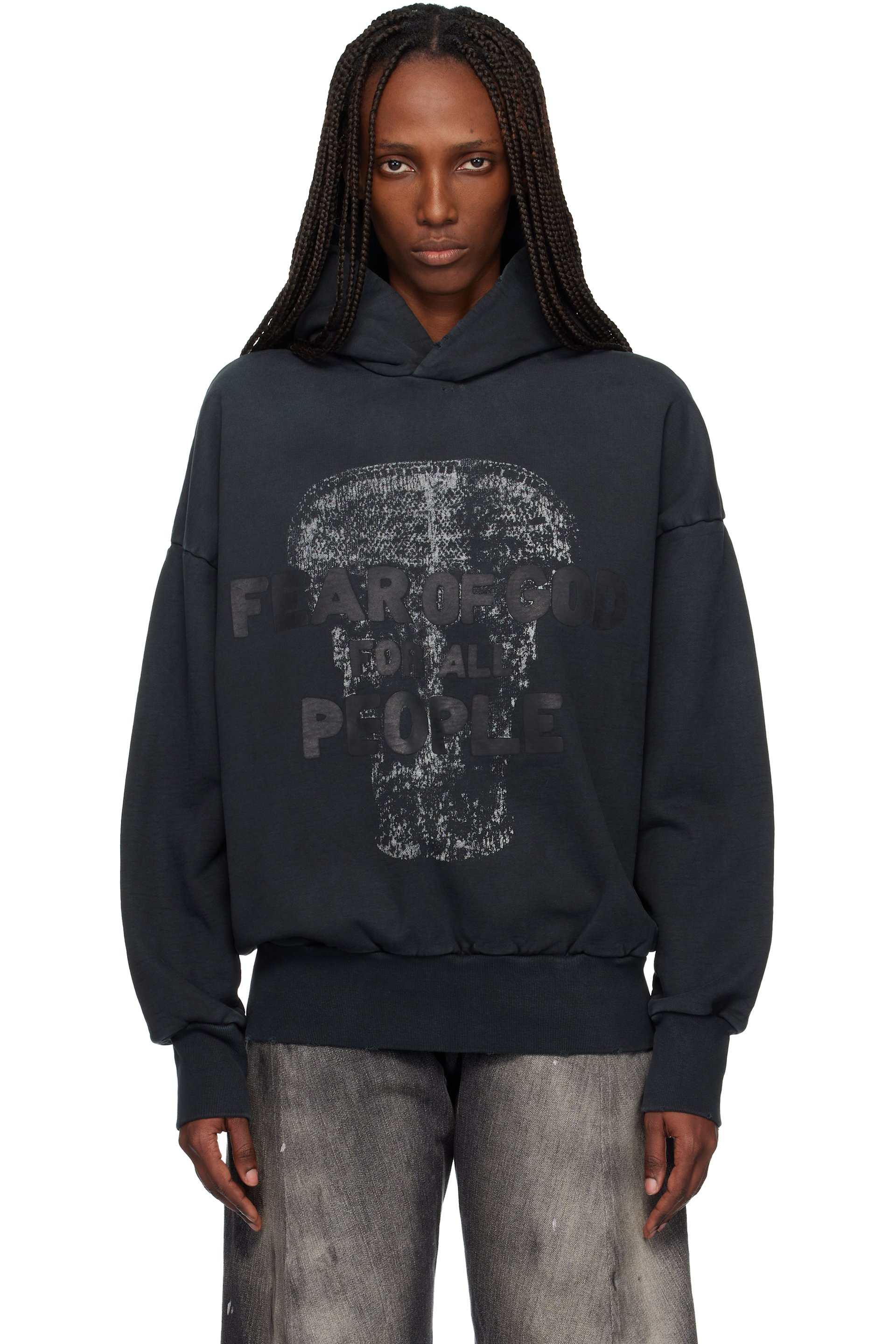 Fear of God - Pull à capuche noir à image à logo
