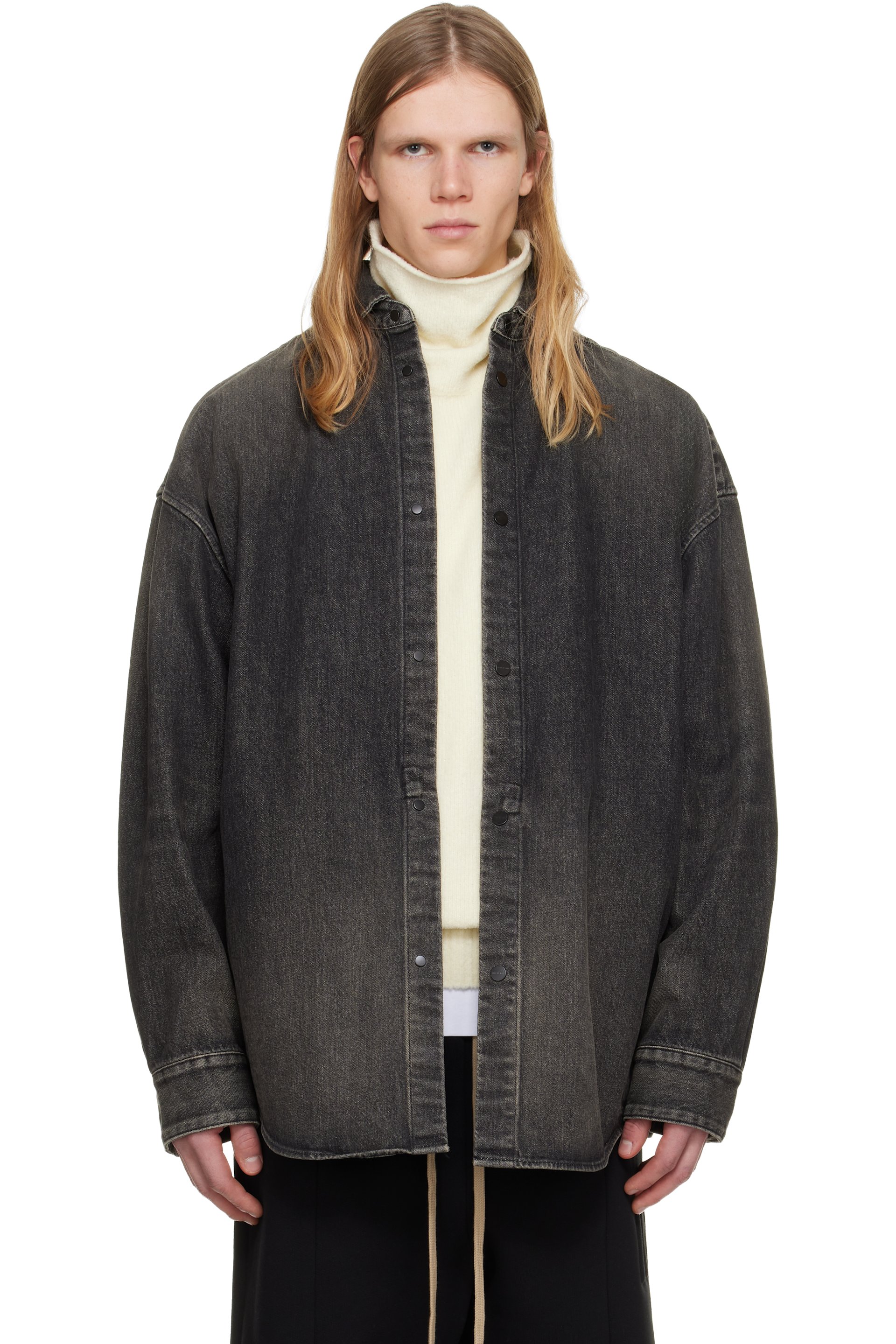 Fear of God - Black Snap Front Denim Overshirt