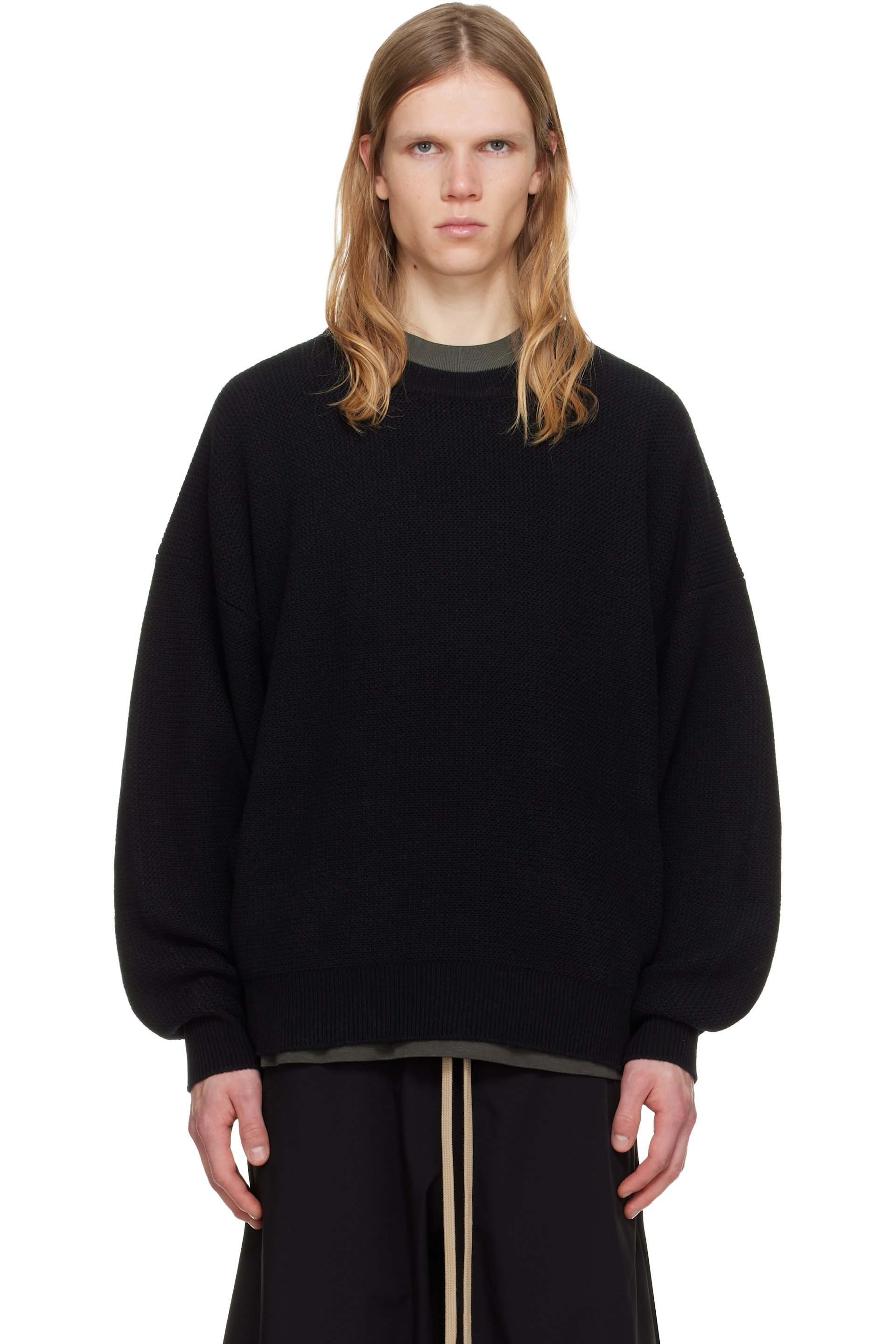 Fear of God - Pull noir à col ras du cou en tricot côtelé de laine