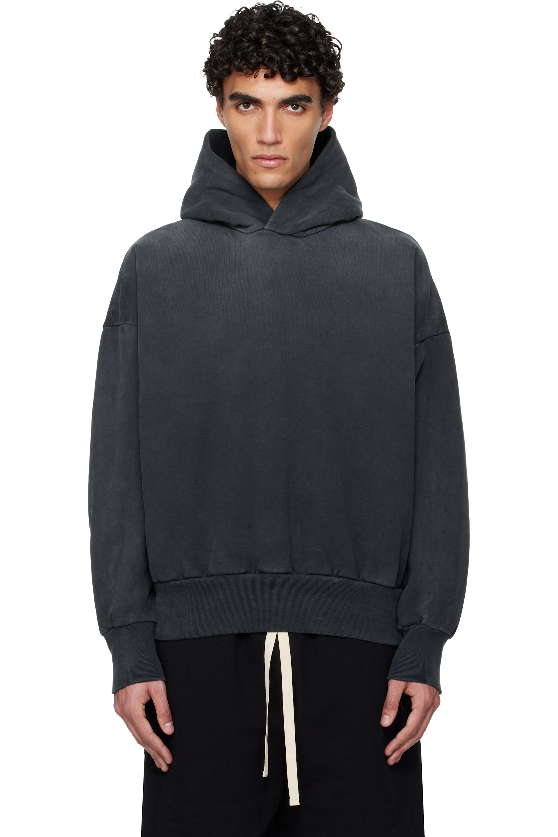 Fear of God - Pull à capuche gris en jersey bouclette