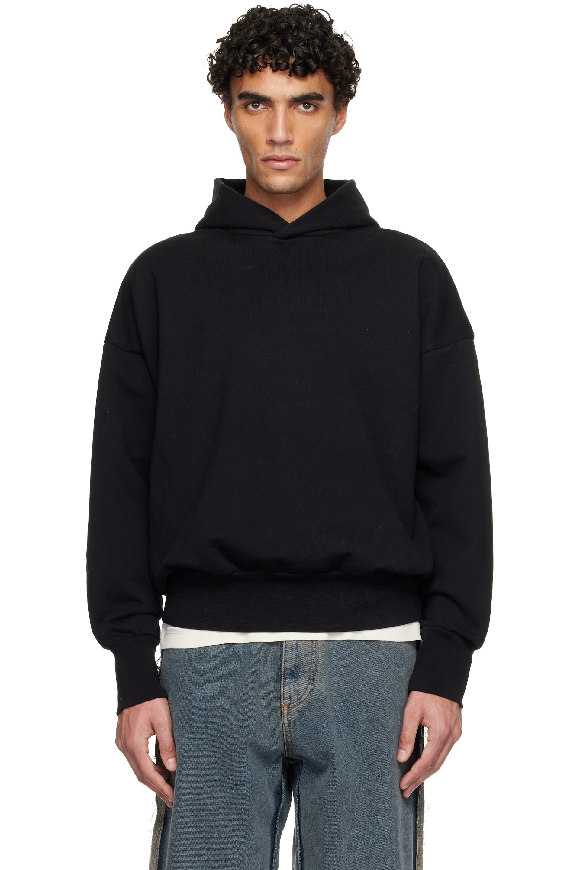 Fear of God - Pull à capuche noir en jersey bouclette