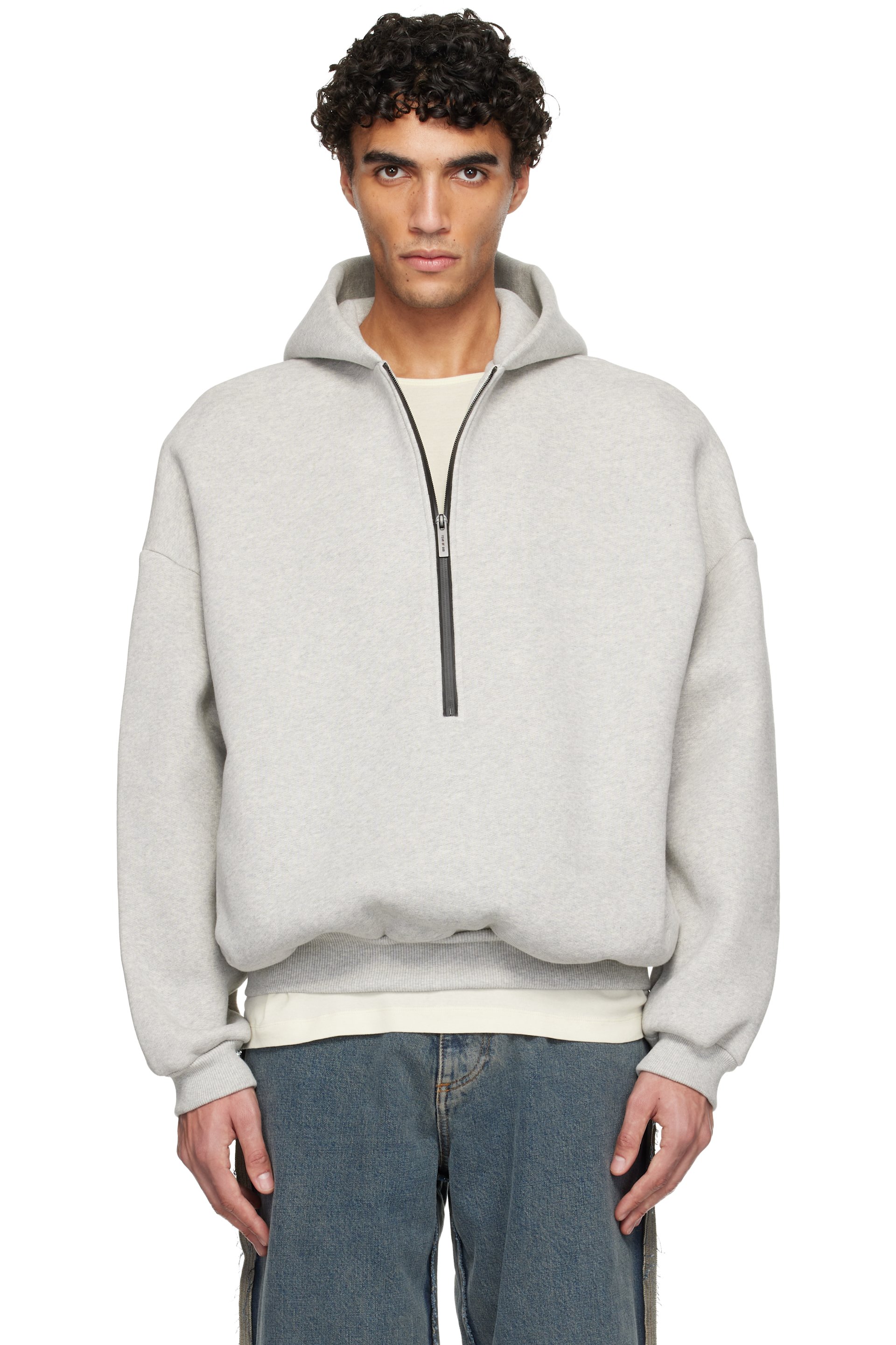 Fear of God - Pull à capuche Athletics gris à demi-glissière