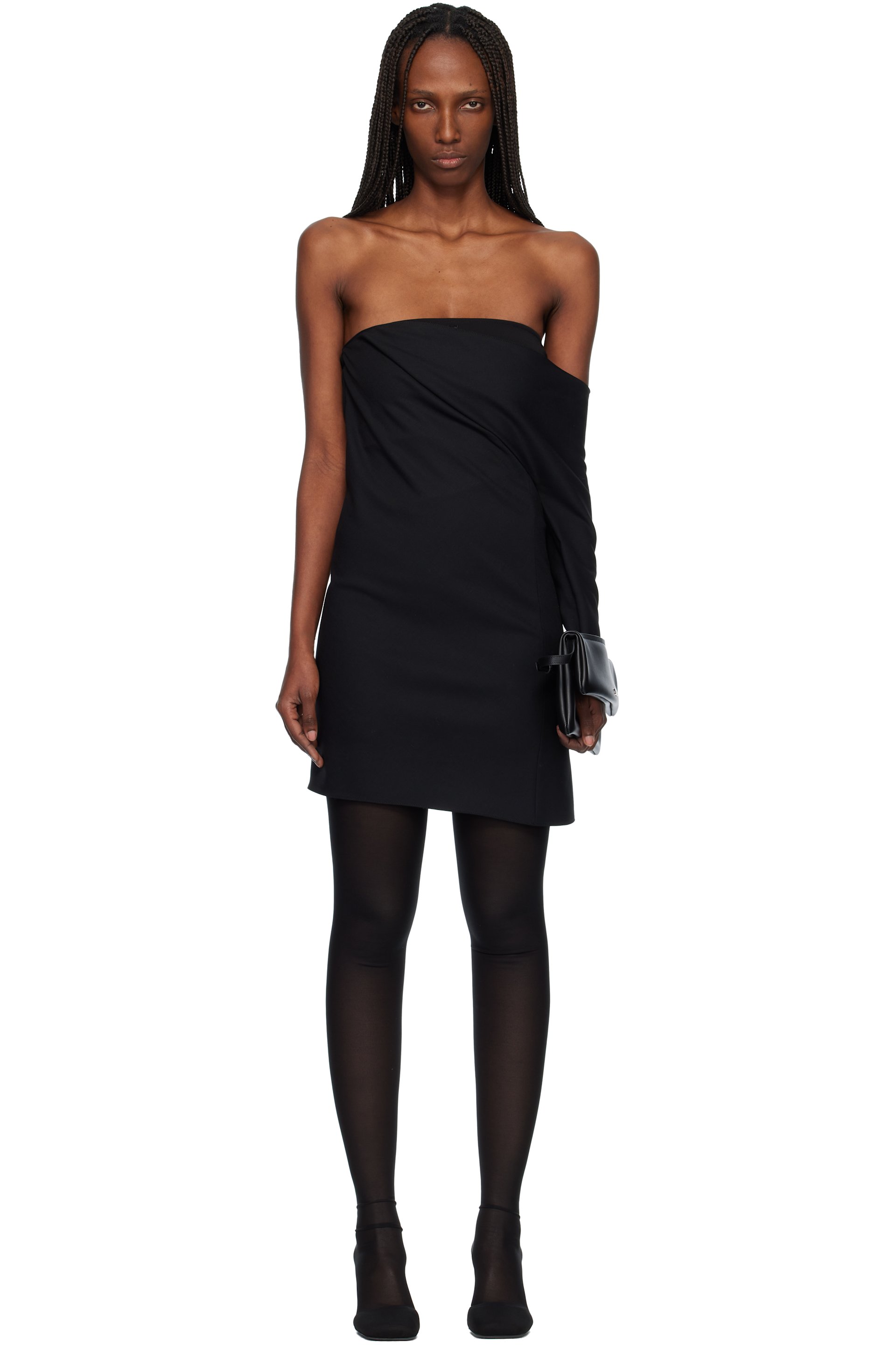 Courrèges - ブラック Draped Polywool ビスチェ ミニワンピース