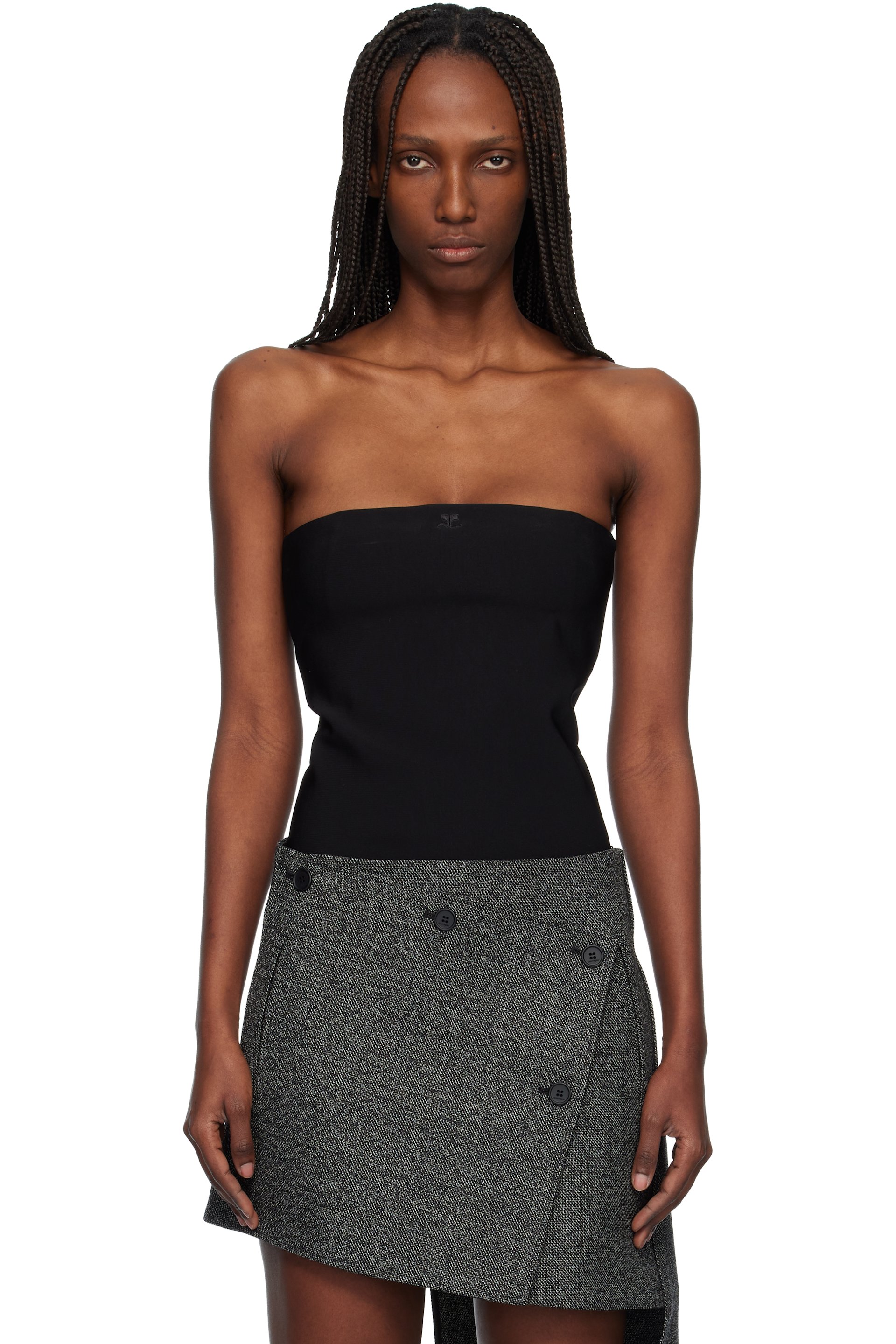 Courrèges - Justaucorps en jersey de style bustier noir