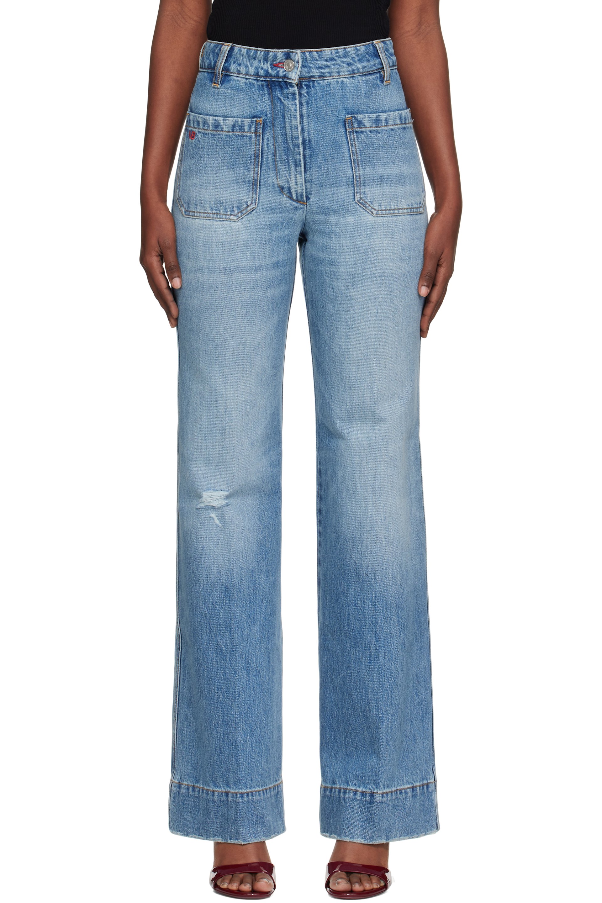 Victoria Beckham - Jean Alina bleu à taille haute
