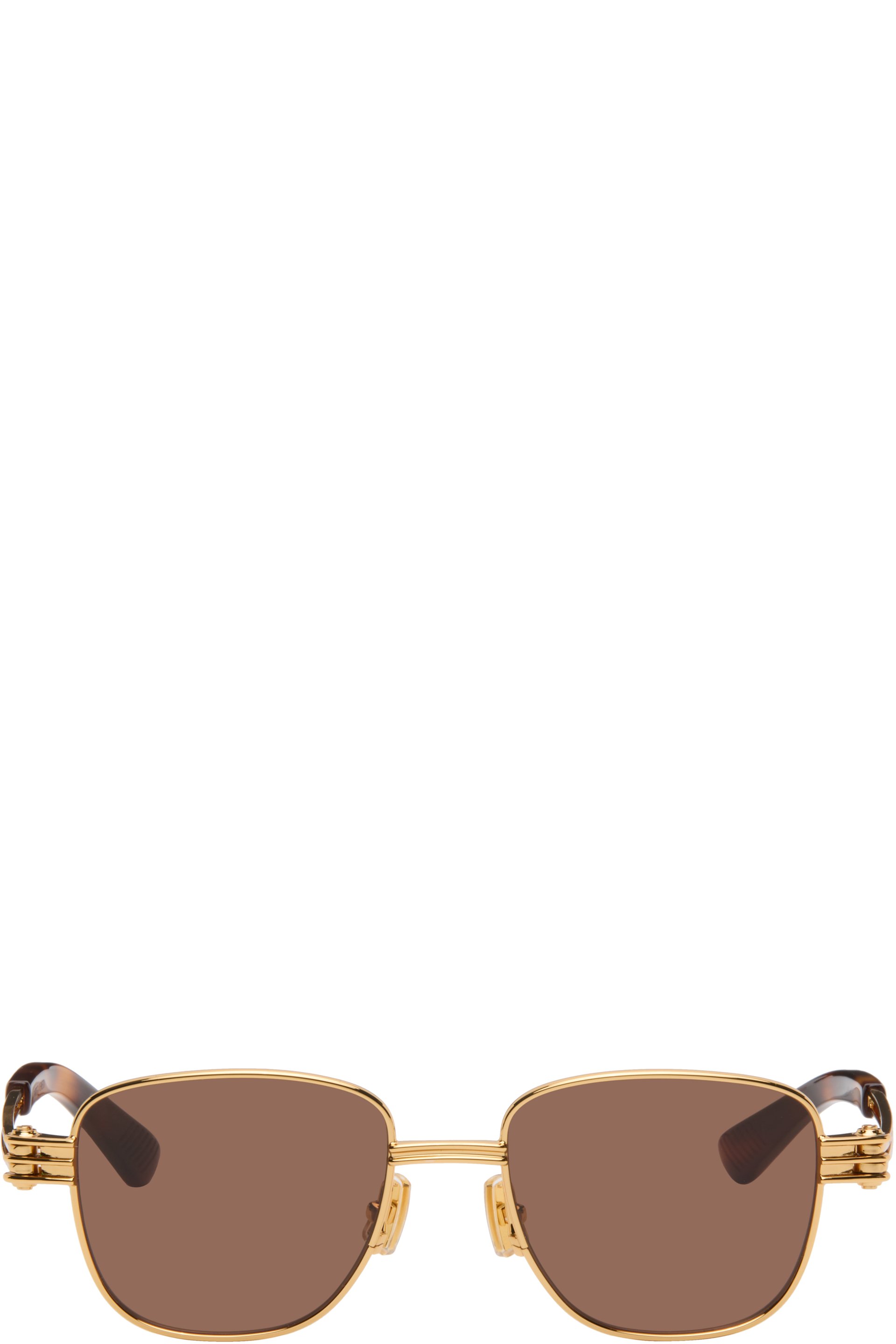 Bottega Veneta - Lunettes de soleil carrées dorées