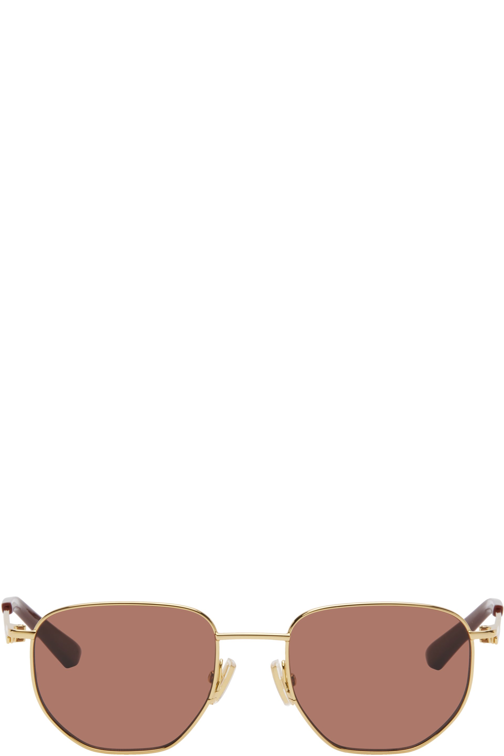 Bottega Veneta - Lunettes de soleil dorées en métal