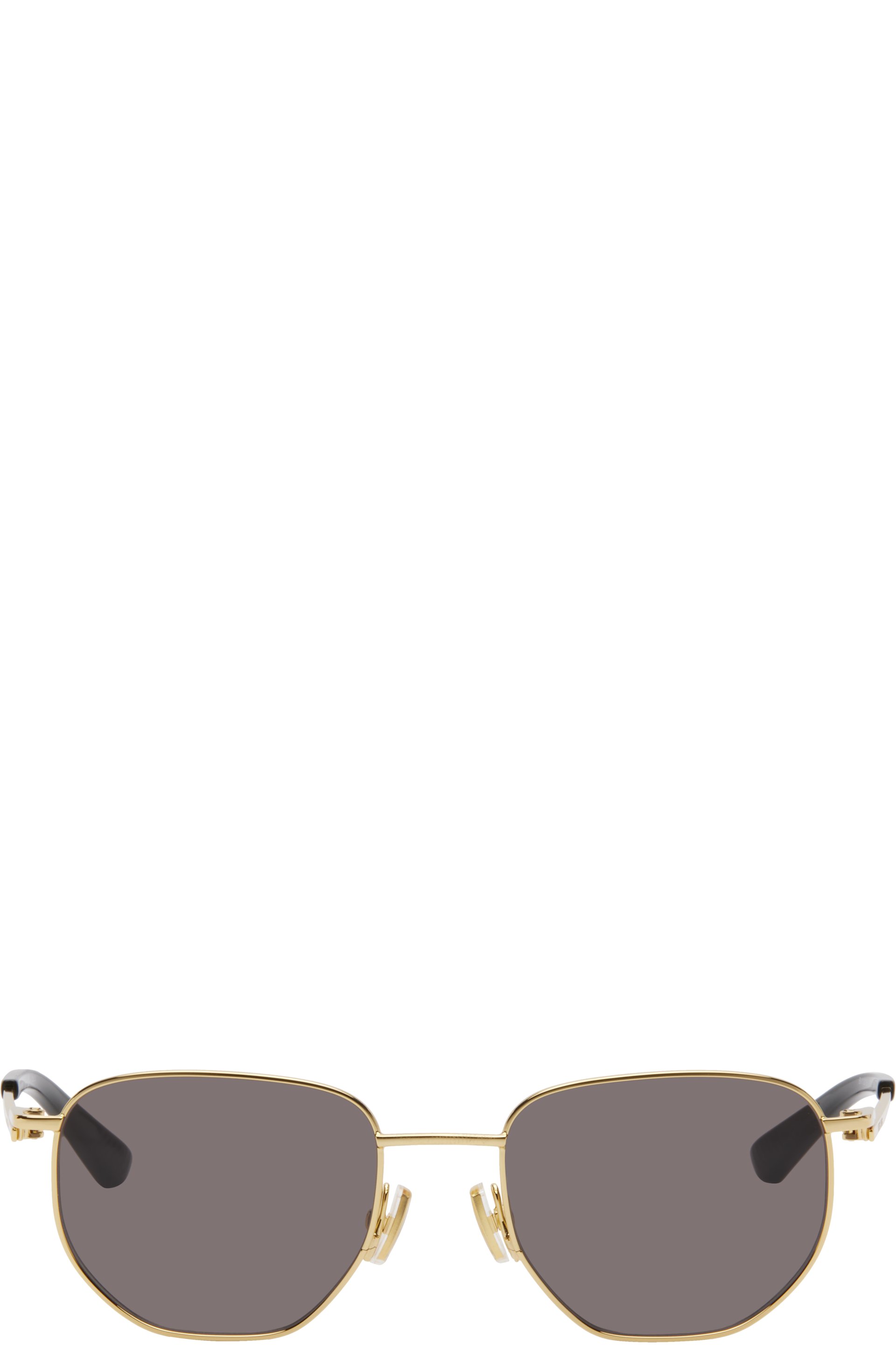 Bottega Veneta - Lunettes de soleil dorées en métal