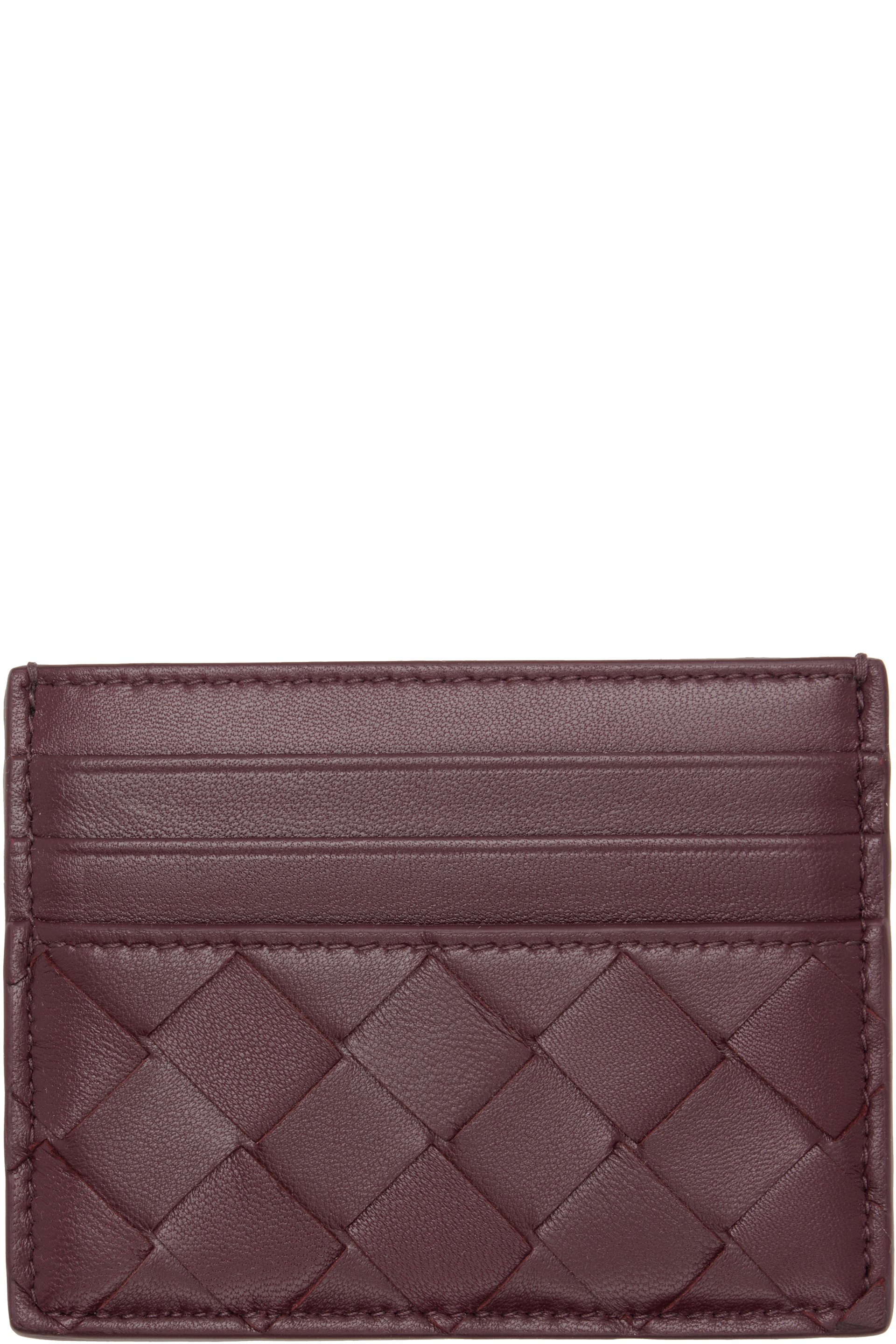 Bottega Veneta - Burgundy Intrecciato Credit Card Holder