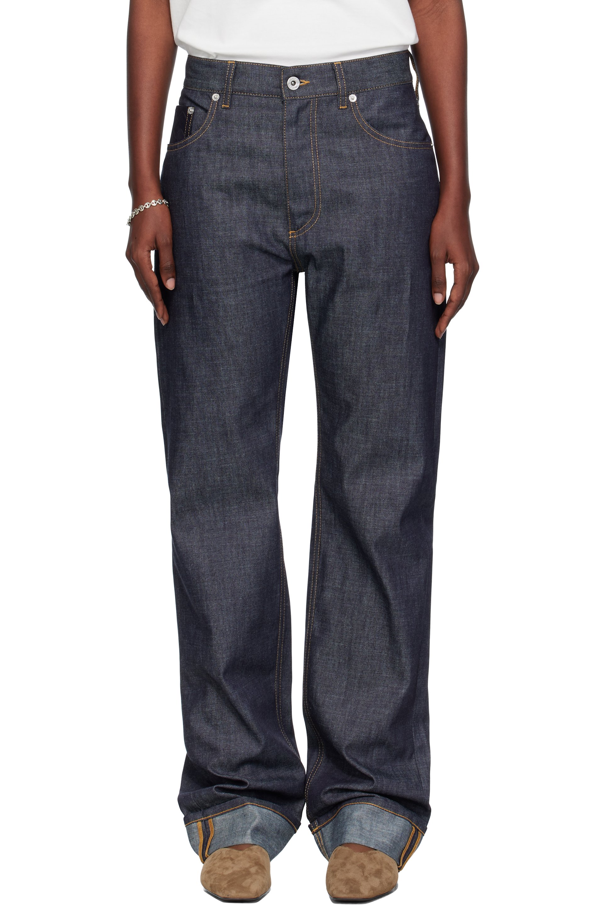 Bottega Veneta - Jean droit bleu marine