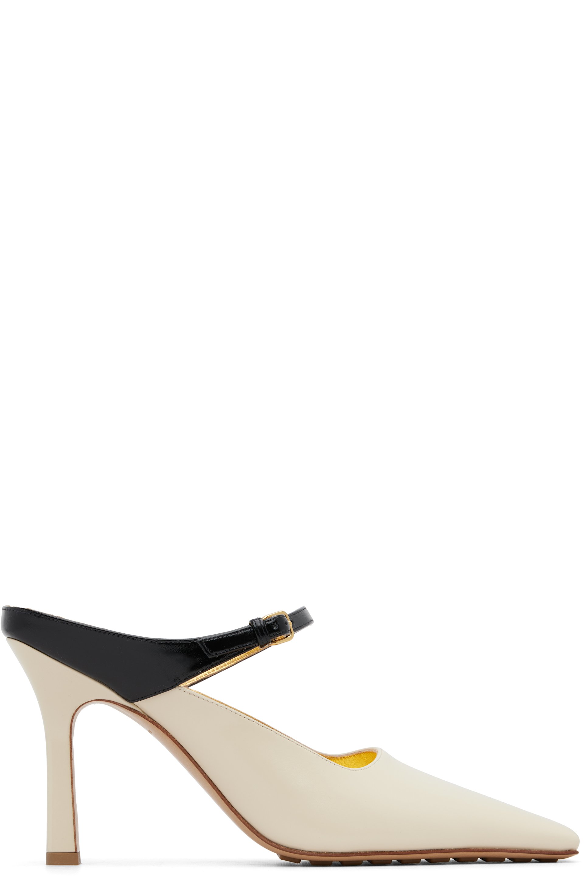 Bottega Veneta - Chaussures à talon à enfiler blanc cassé