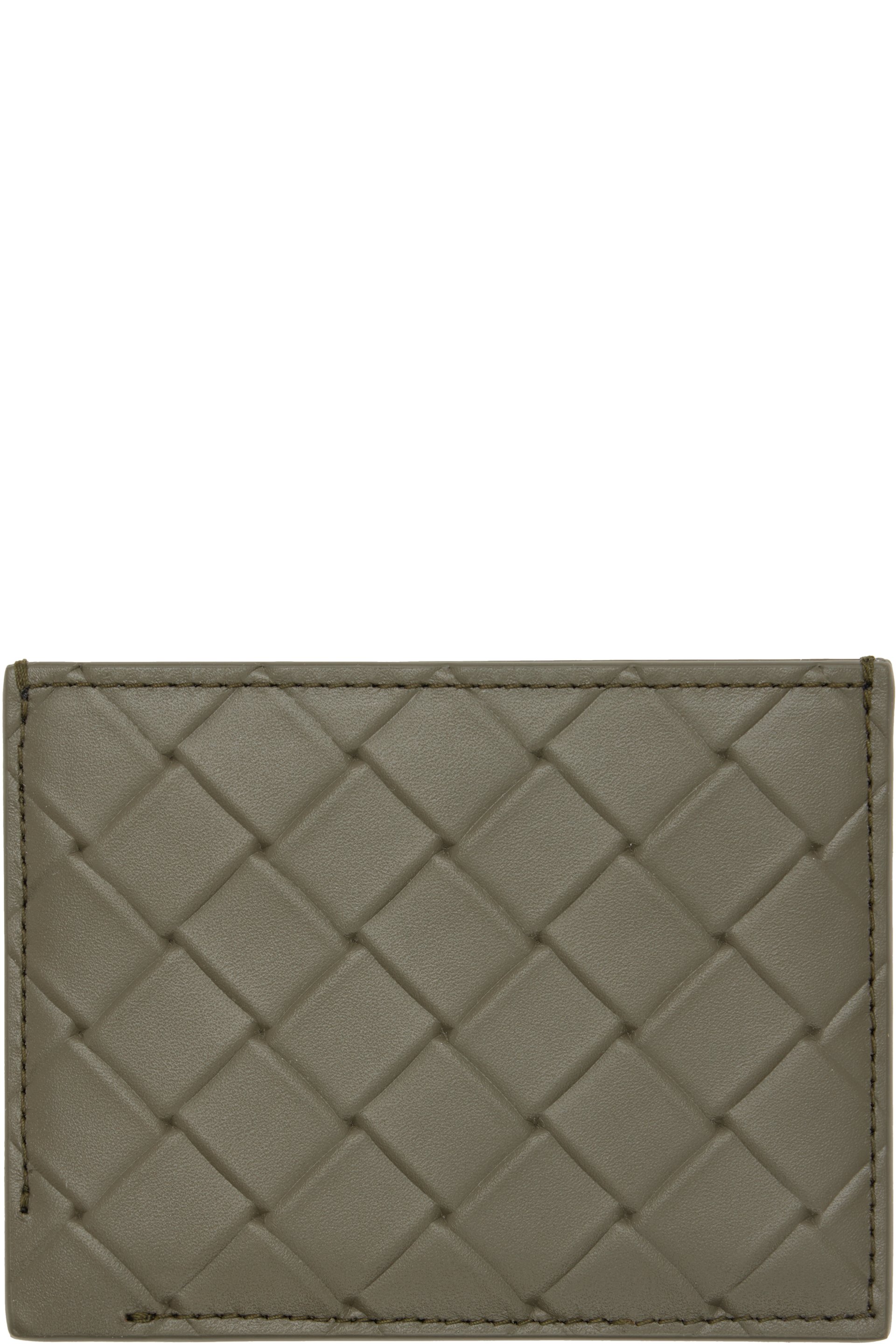 Bottega Veneta - カーキ Intrecciato Stamp クレジットカードケース