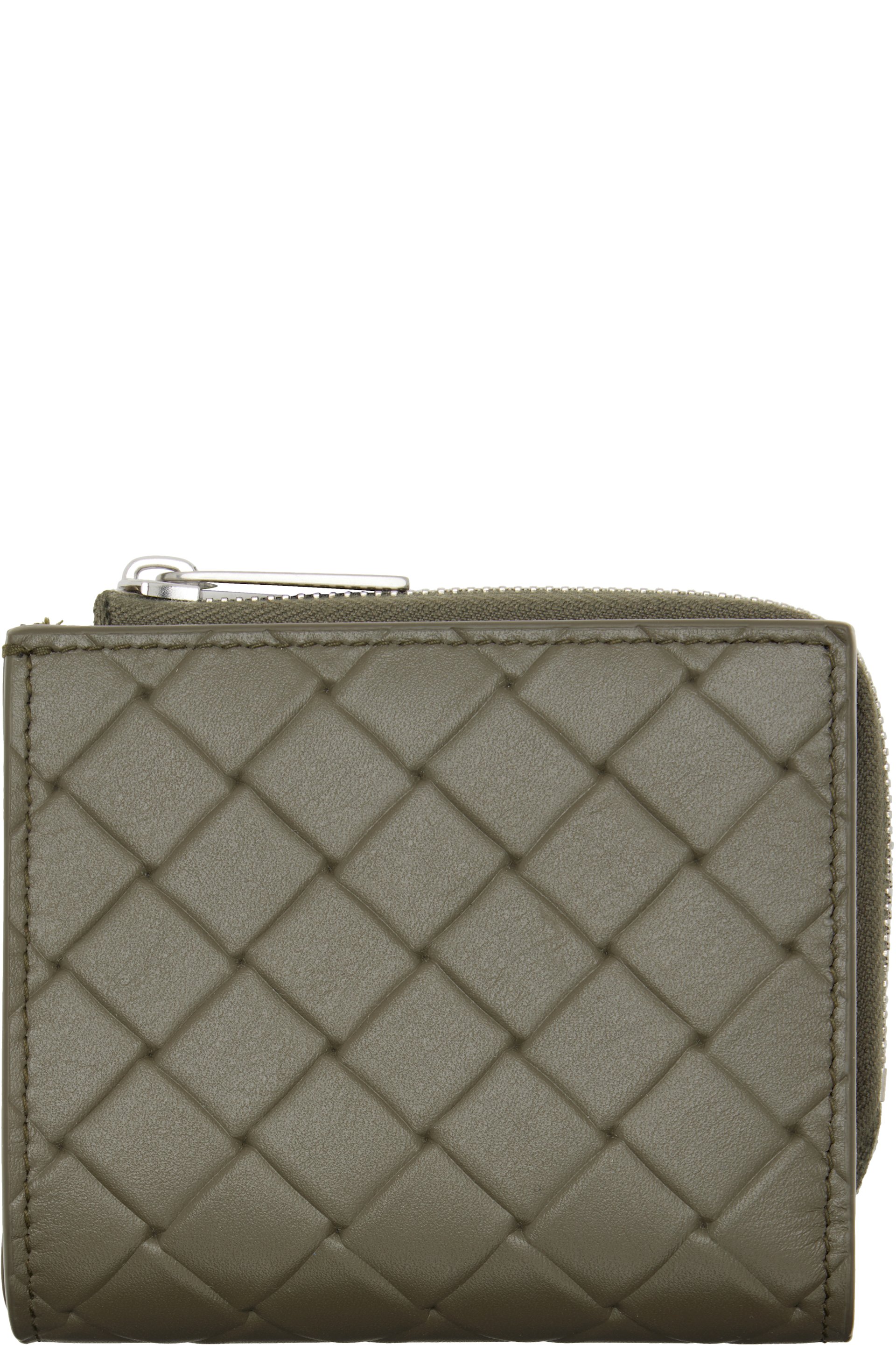 Bottega Veneta - Khaki Intrecciato Stamp Bi-Fold Wallet