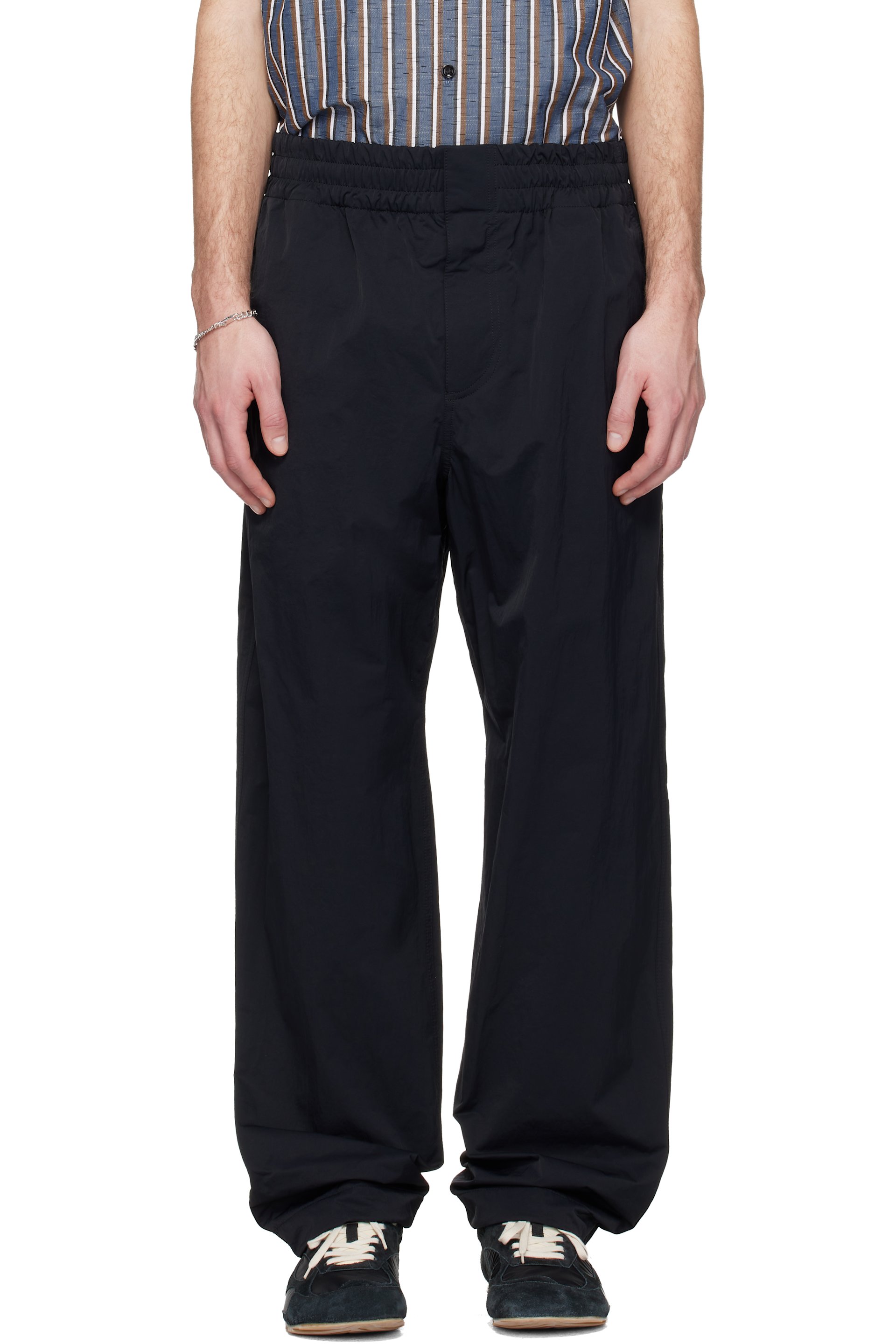 Bottega Veneta - Black Washed Matt Nylon Elasticated Straight Track Pants