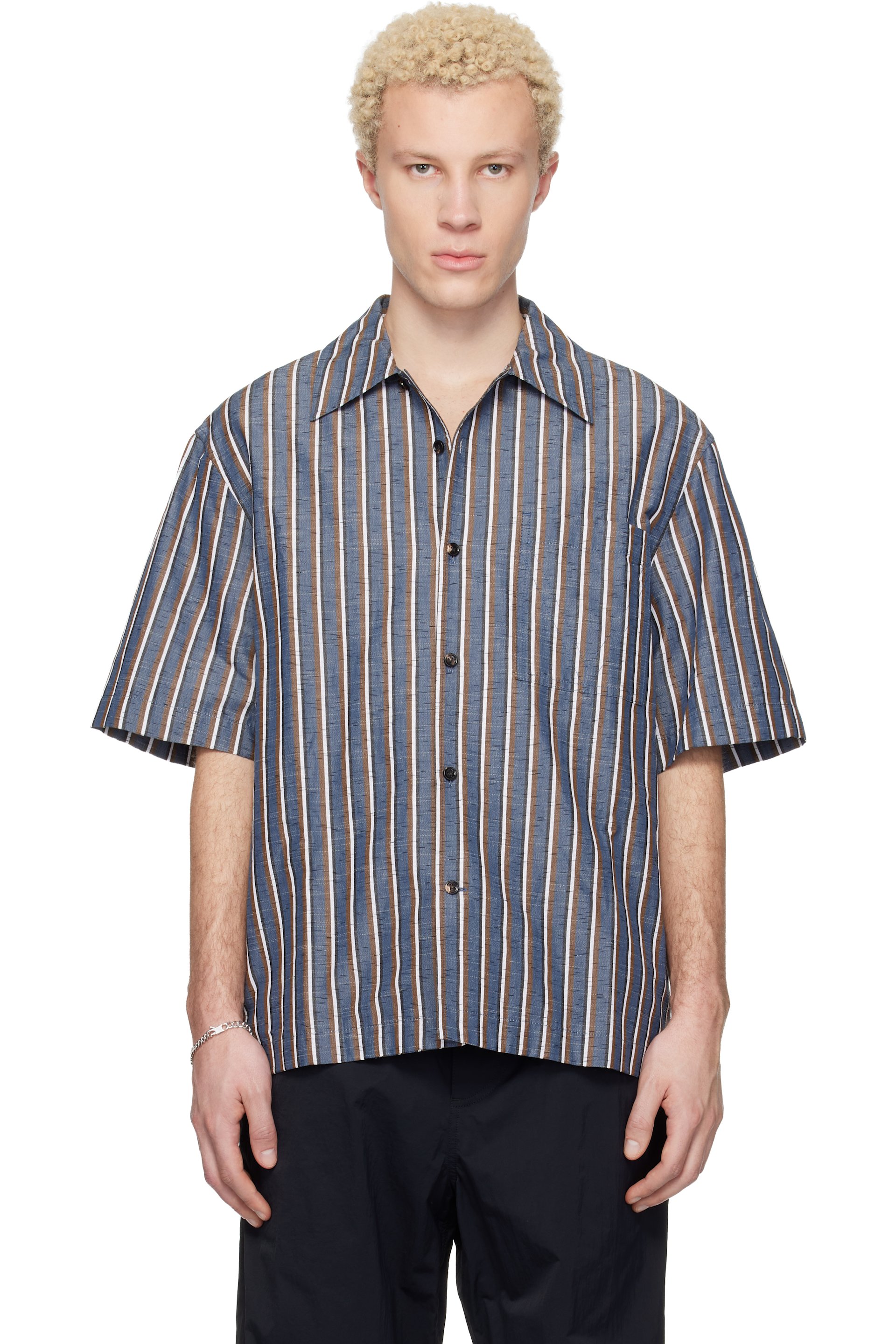 BOTTEGA VENETA ラガーシャツ ブラック/ホワイト/ブラウン S BOTTEGA VENETA ラガーシャツ ブラック/ホワイト/ブラウン Sの通販はau