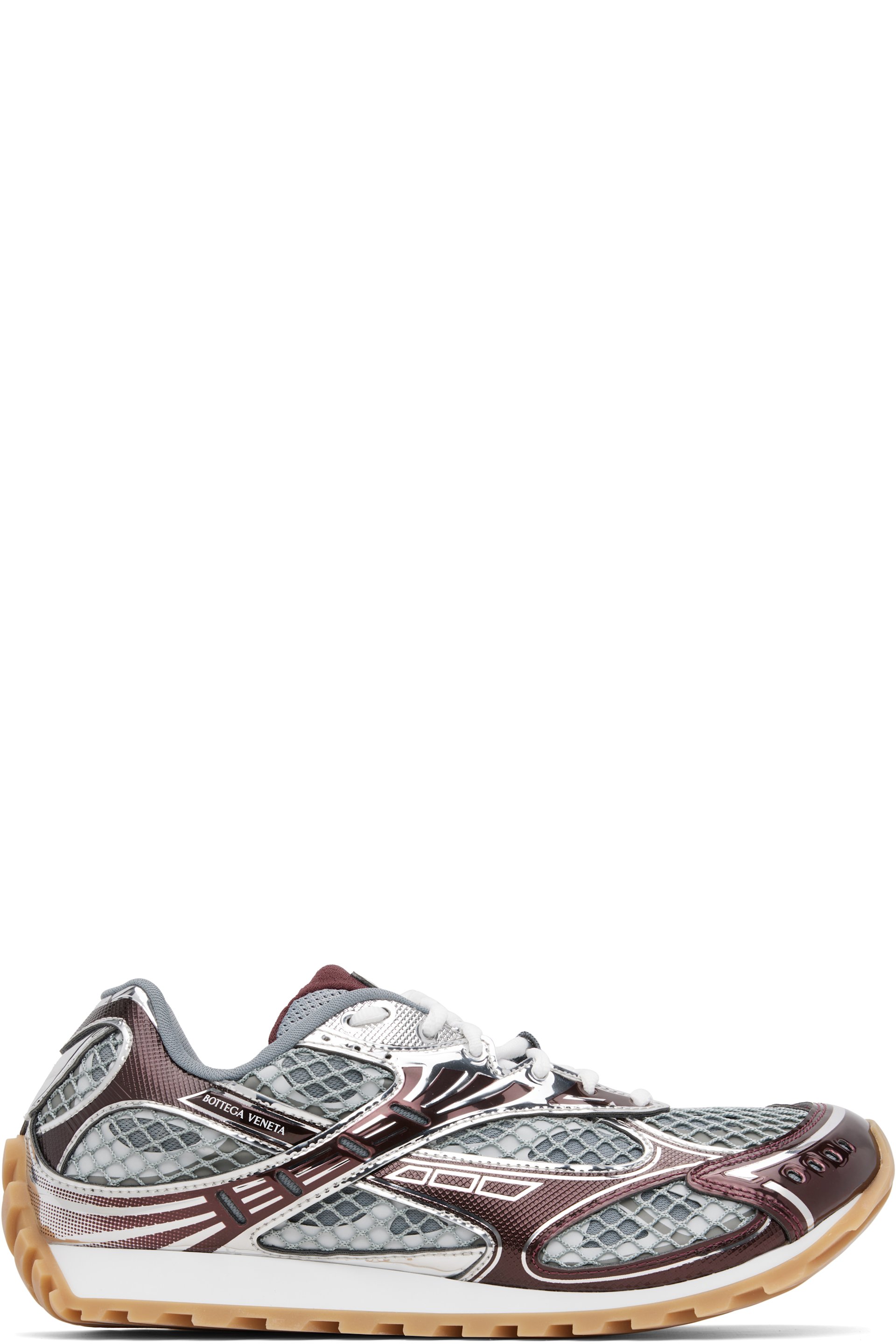 Bottega Veneta - Baskets Orbit bourgogne et argenté