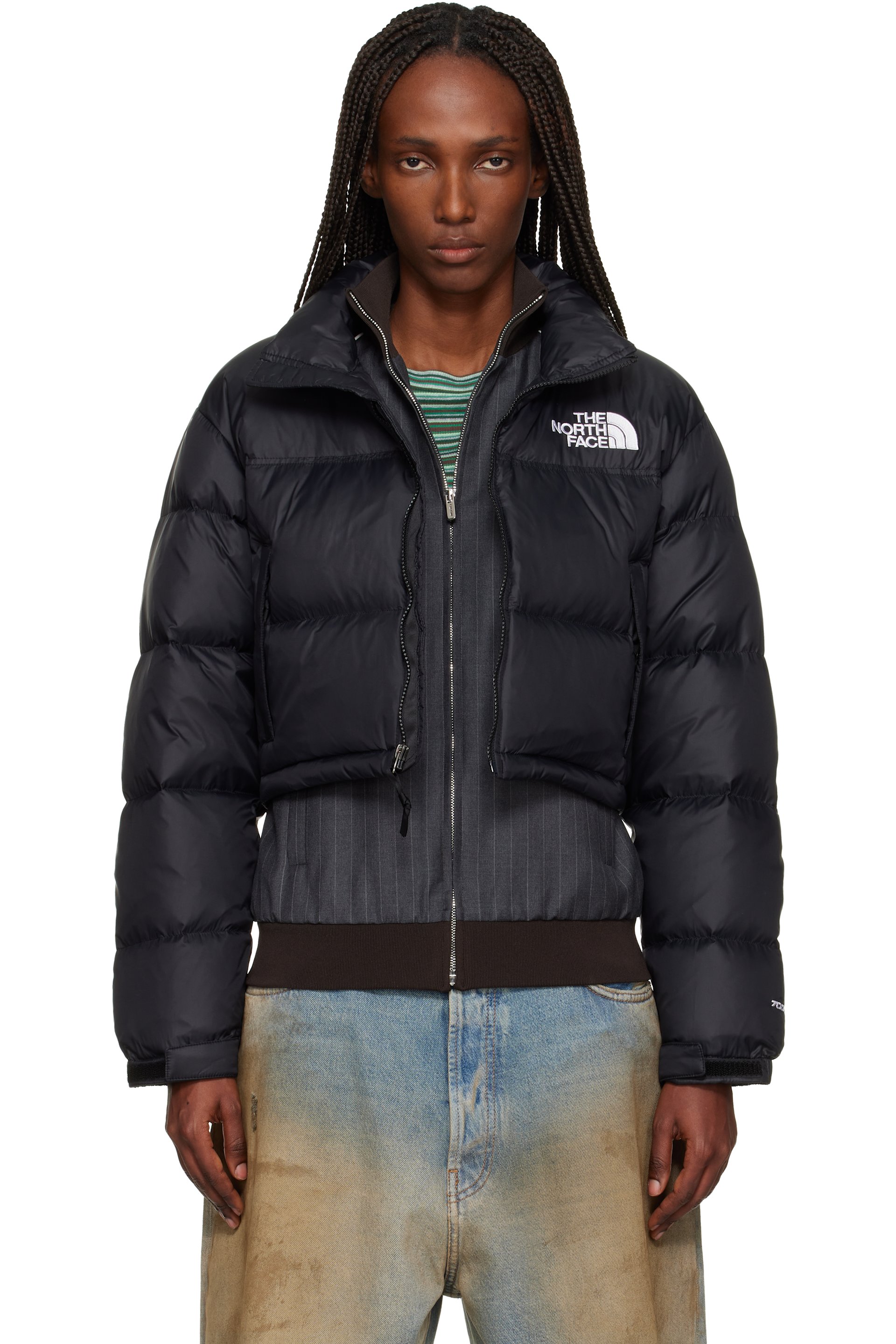 The North Face: Black Nuptse Short Down Jacket | SSENSE