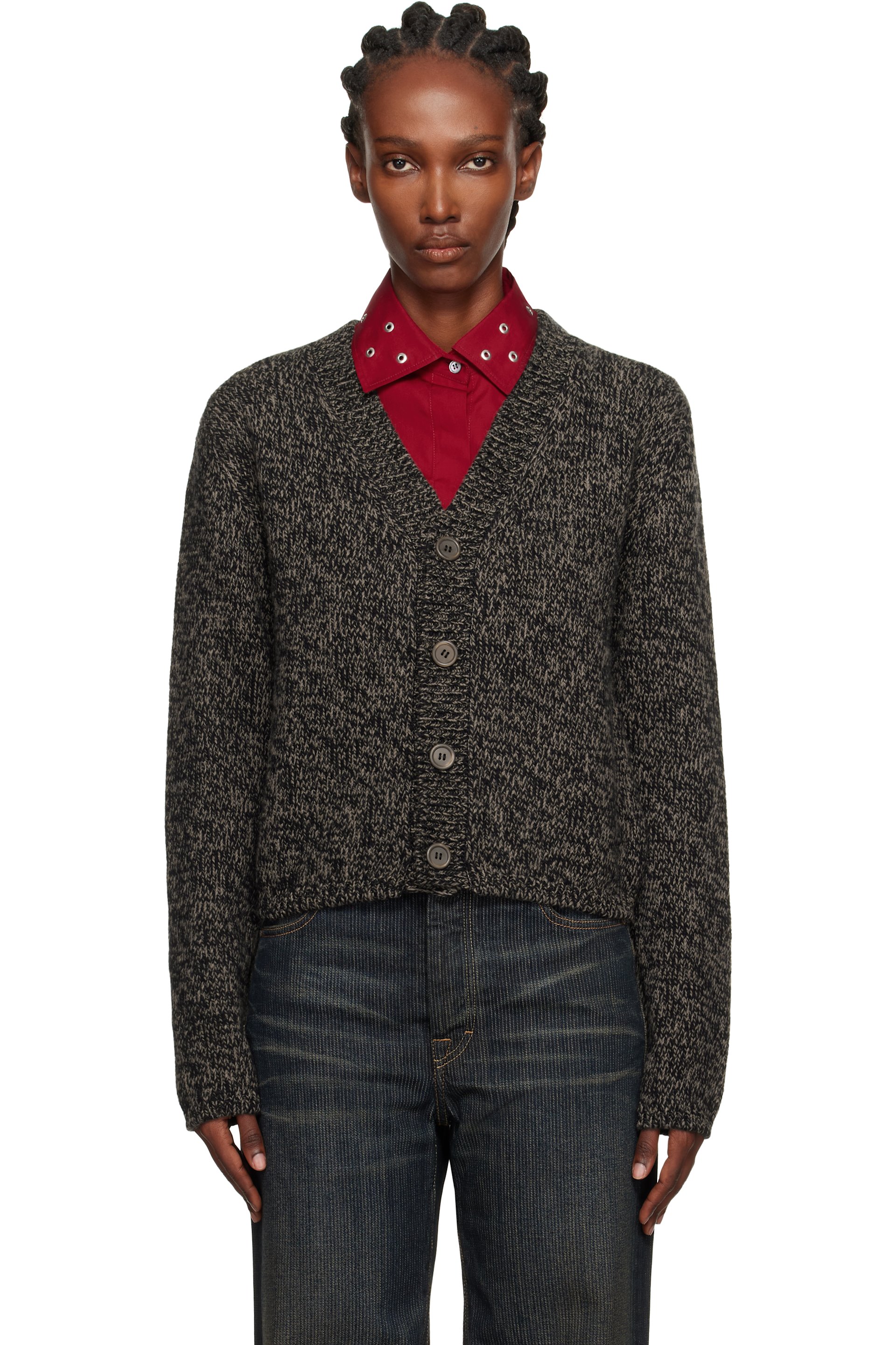 Our Legacy風radiant ranselect カーディガンチャコール OUR LEGACY: Black & Beige Academy Cardigan | SSENSE