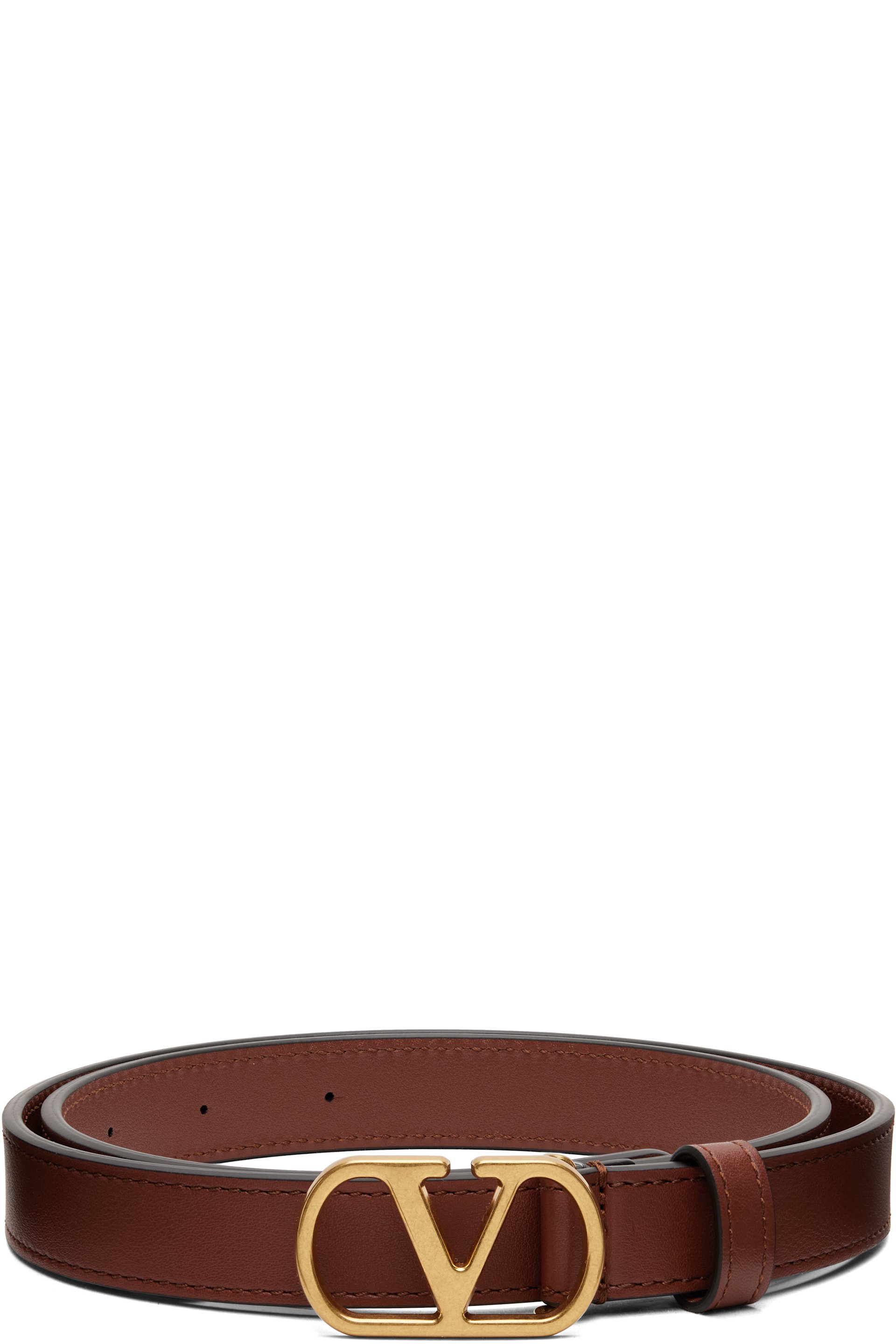 Valentino Garavani - Ceinture brun clair à logo en V