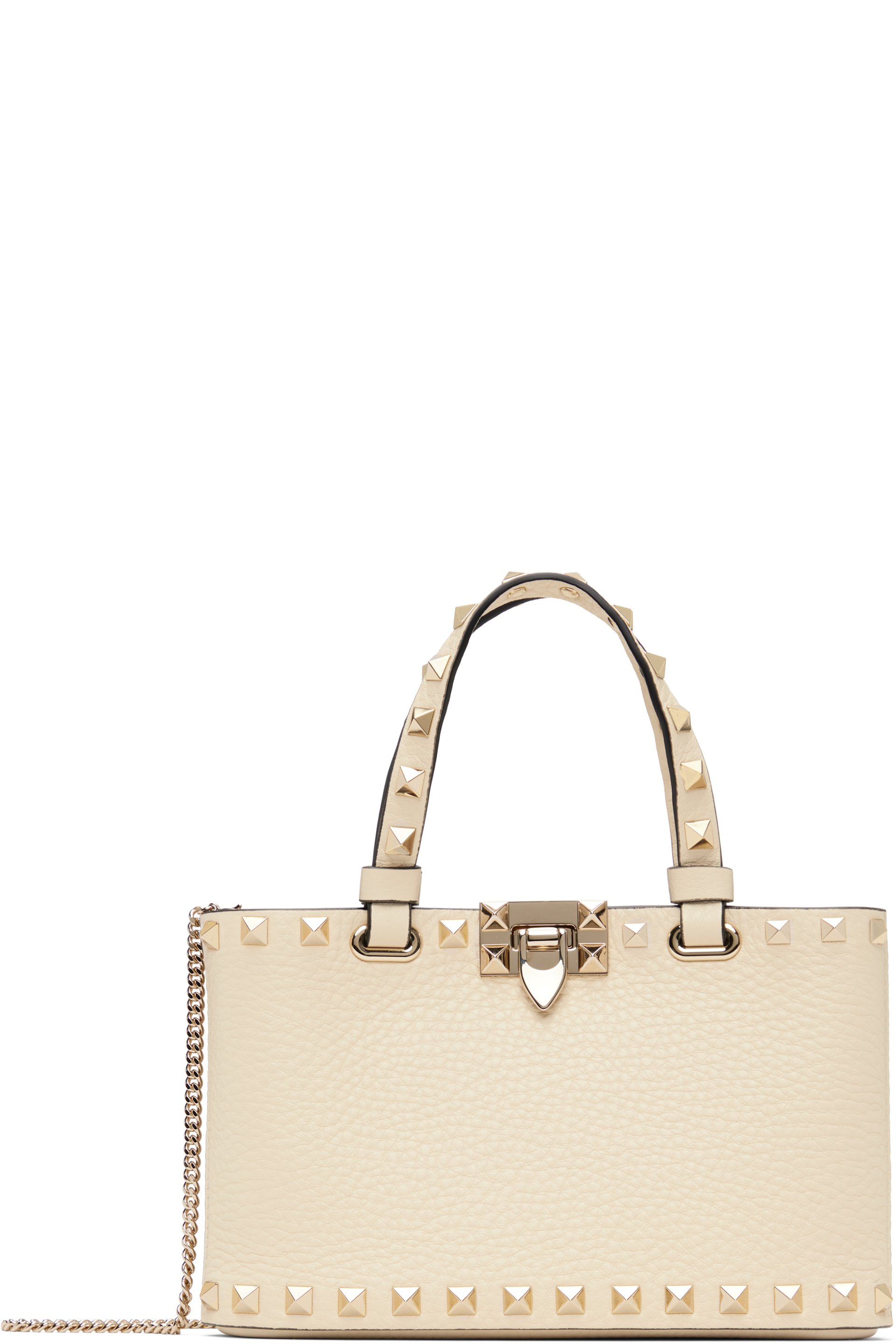 Valentino Garavani - Mini sac blanc cassé à clous Rockstud