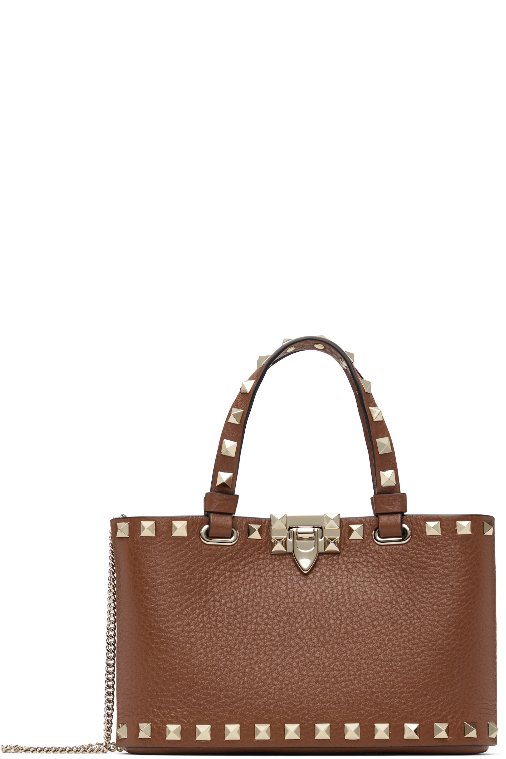 Valentino Garavani - Mini sac brun clair à clous Rockstud