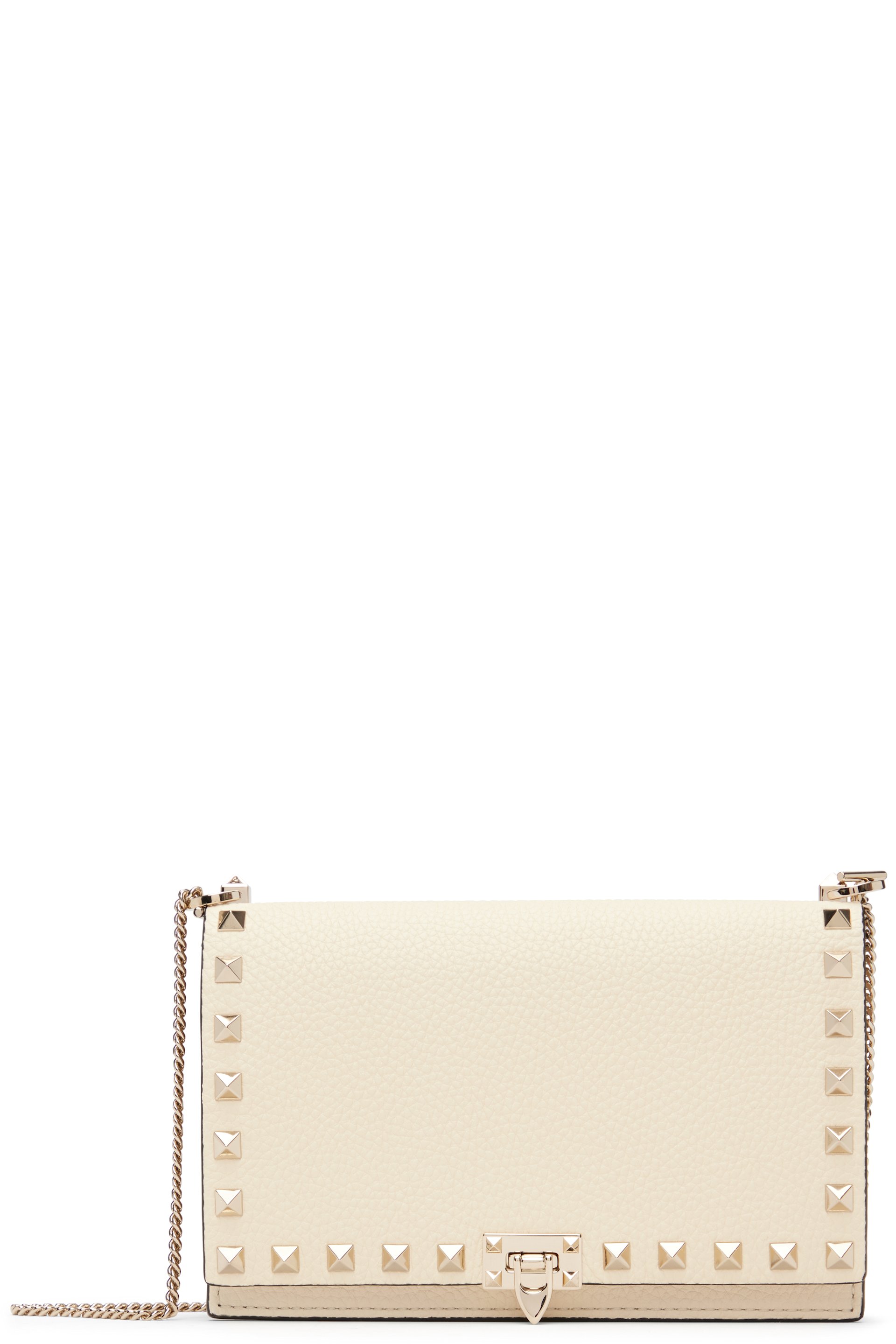 Valentino Garavani - Mini sac blanc cassé à clous Rockstud et à rabat