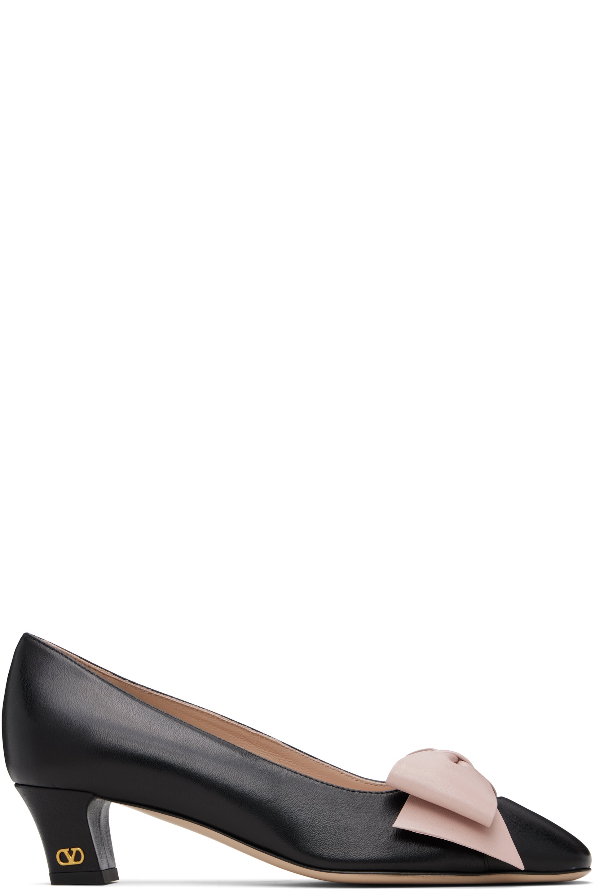 Valentino Garavani - Black & Pink Bow Leather Heels