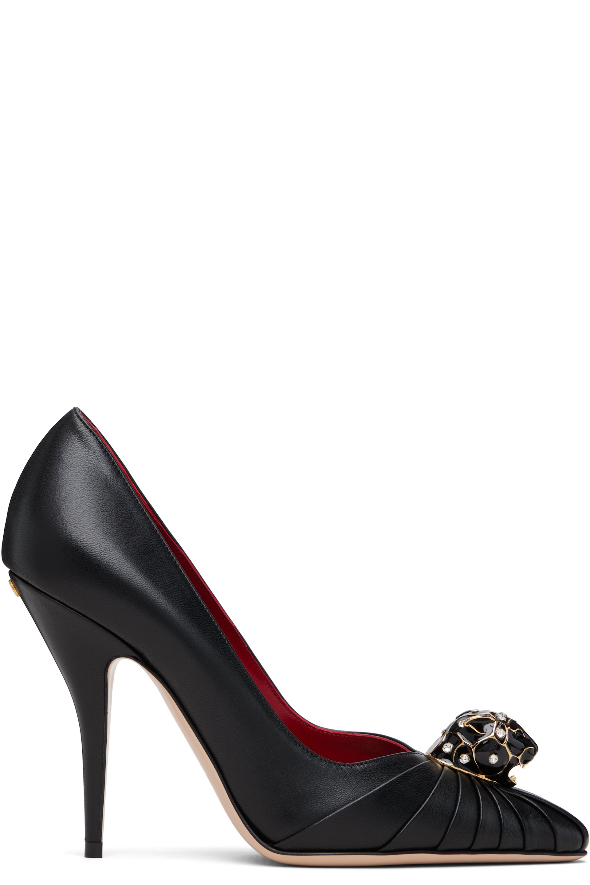 Valentino Garavani - Chaussures à talon Panthea noires en cuir de chèvre