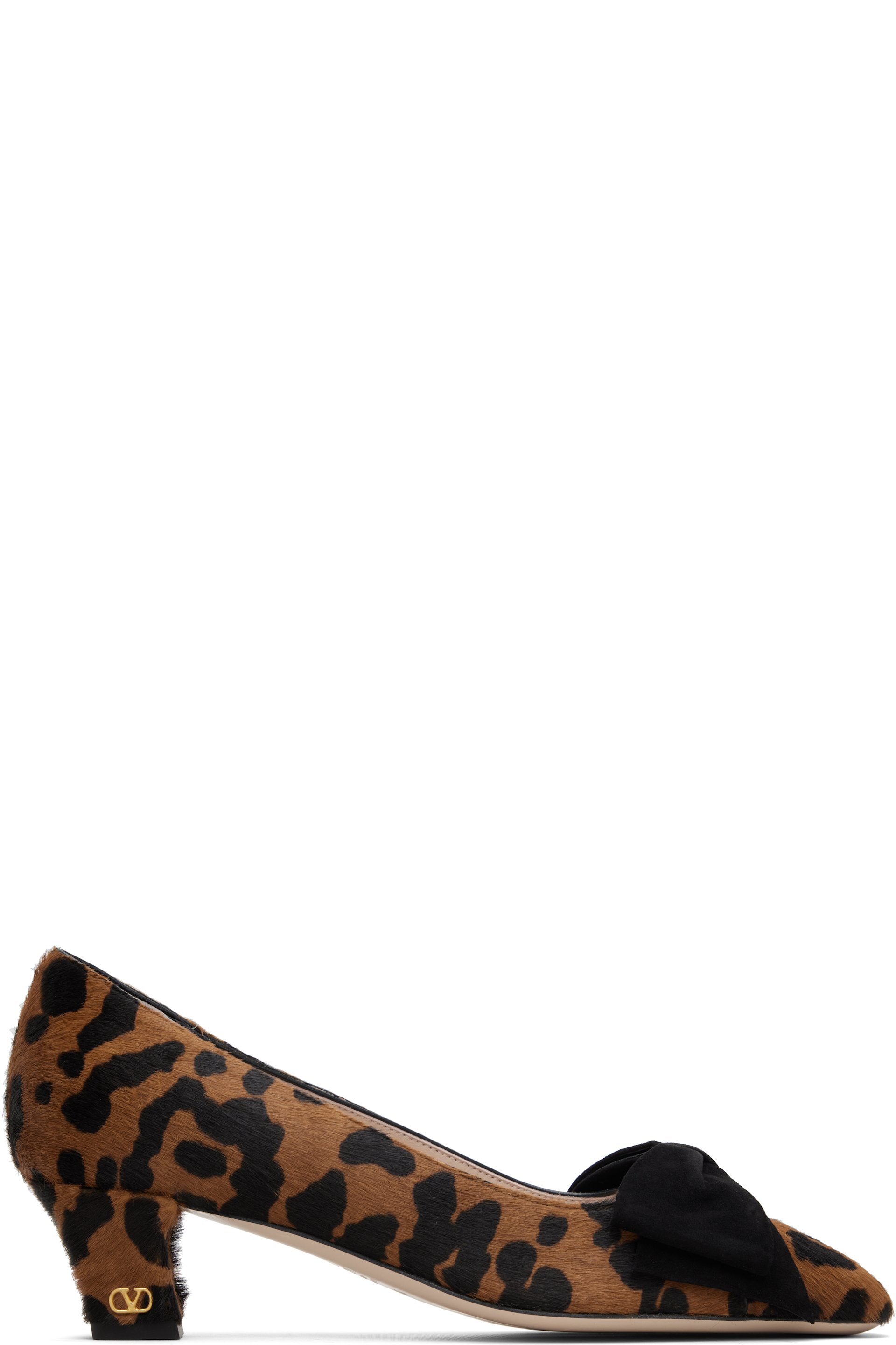 Valentino Garavani - Chaussures à talon Bowow brun et noir