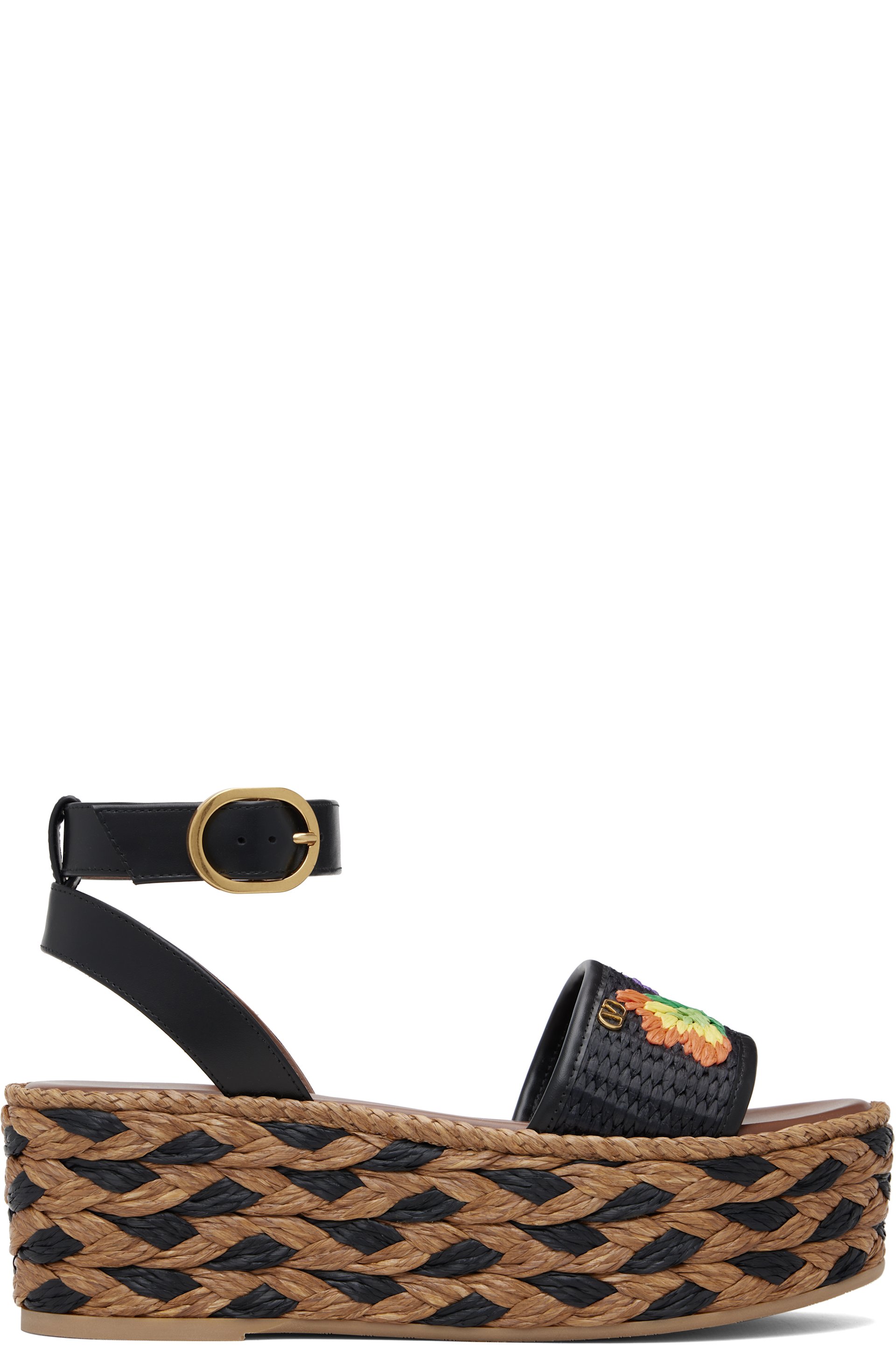Valentino Garavani - Sandales Espadrillas noir et brun