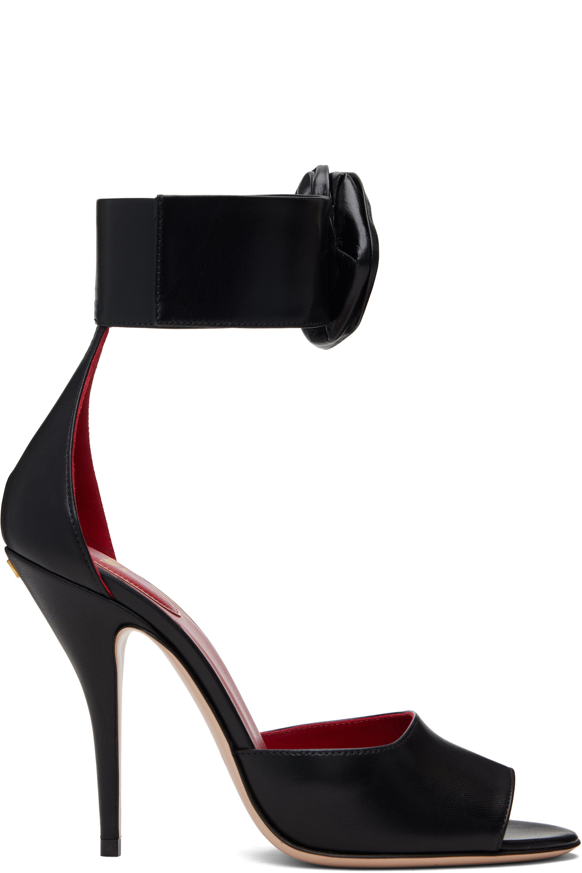 Valentino Garavani - Sandales à talon Drip Rose noires en chevreau