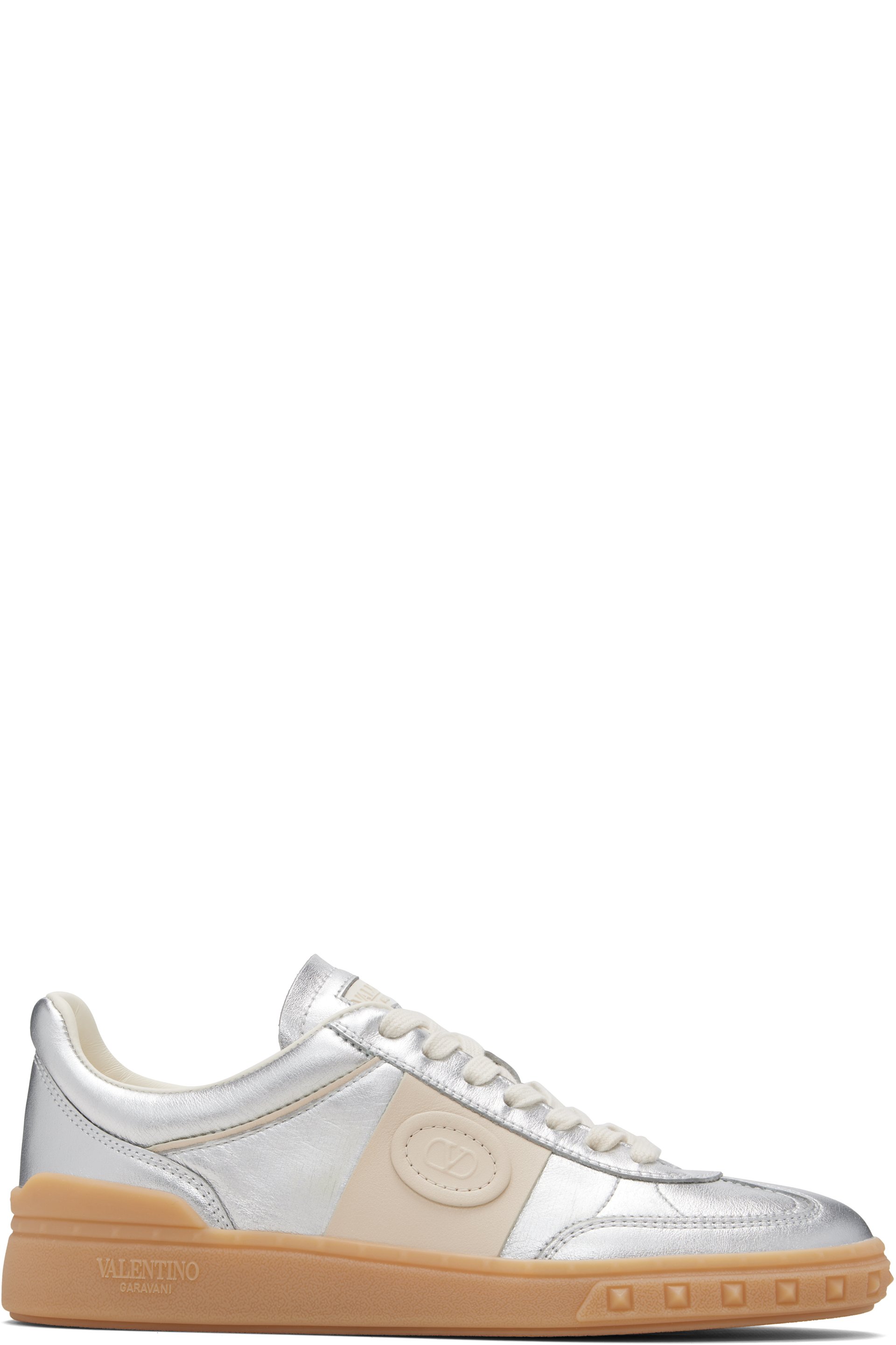 Valentino Garavani - Baskets Upvillage Trainer argentées en cuir