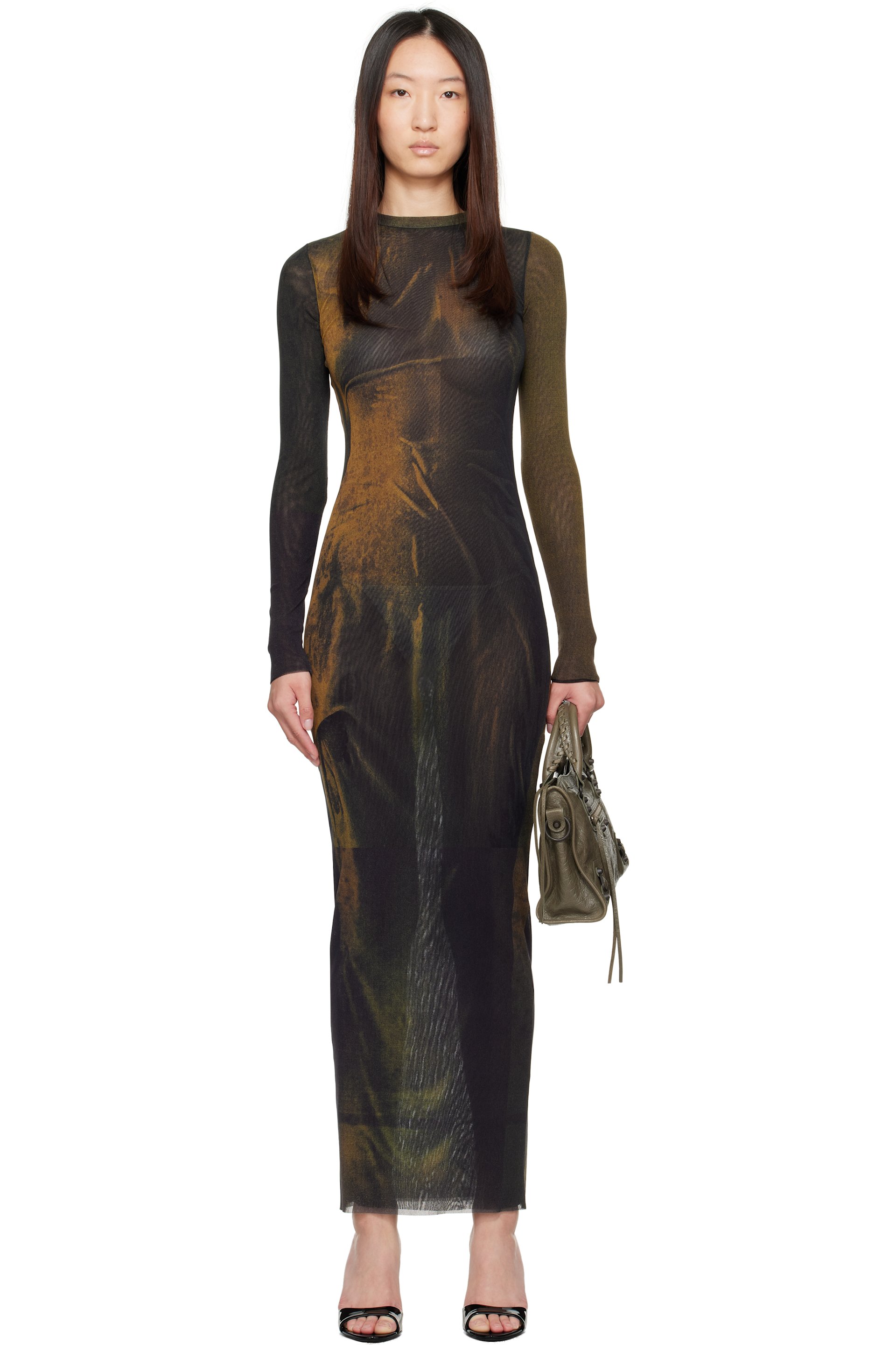 Jean Paul Gaultier - Robe longue verte à image imprimée exclusive à SSENSE