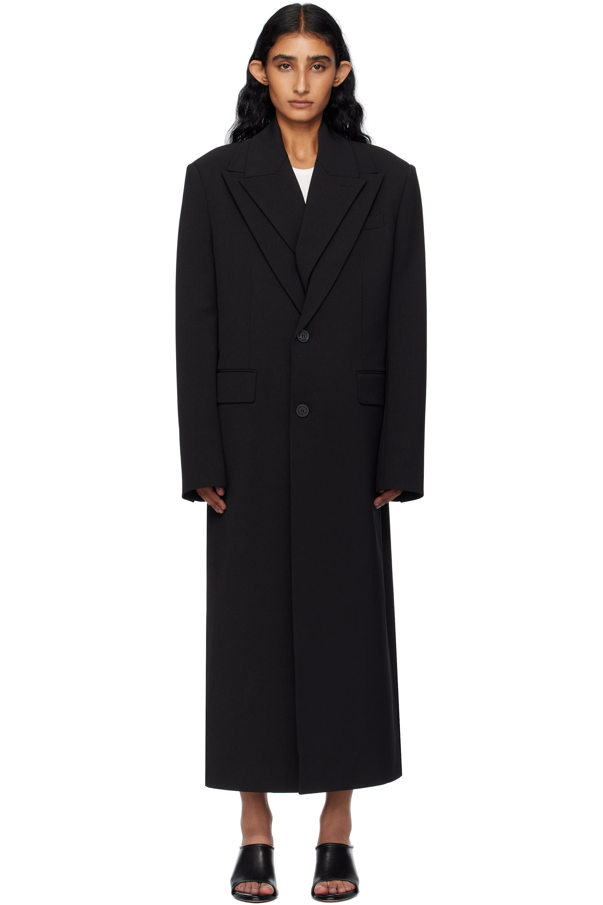 Jean Paul Gaultier ピーコート Black Double Layer Body Detail Coat by Jean Paul Gaultier on Sale